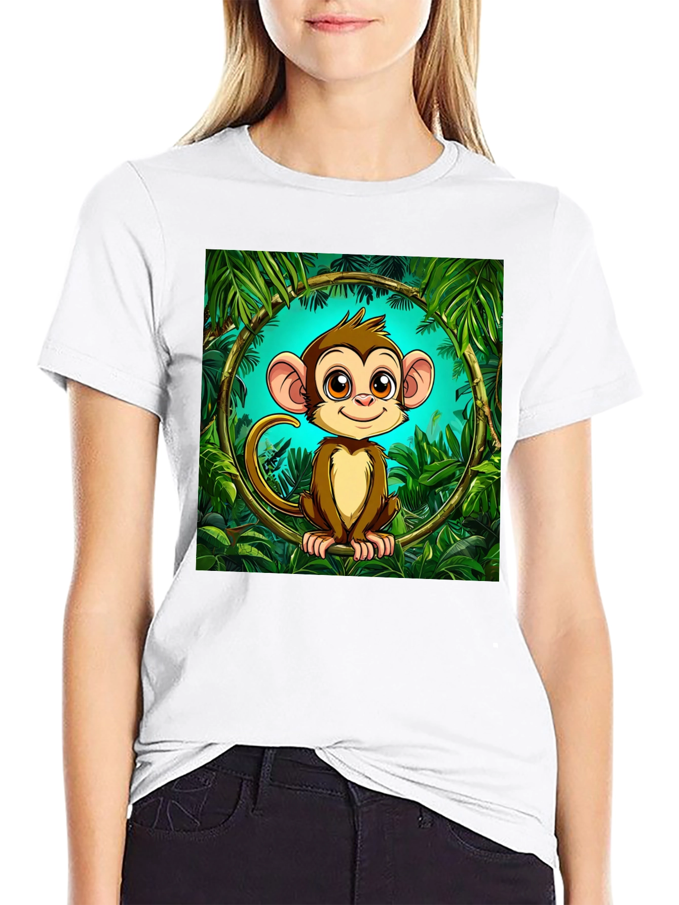 Jungle Monkey Graphic T-Shirt - Fun Cartoon Design