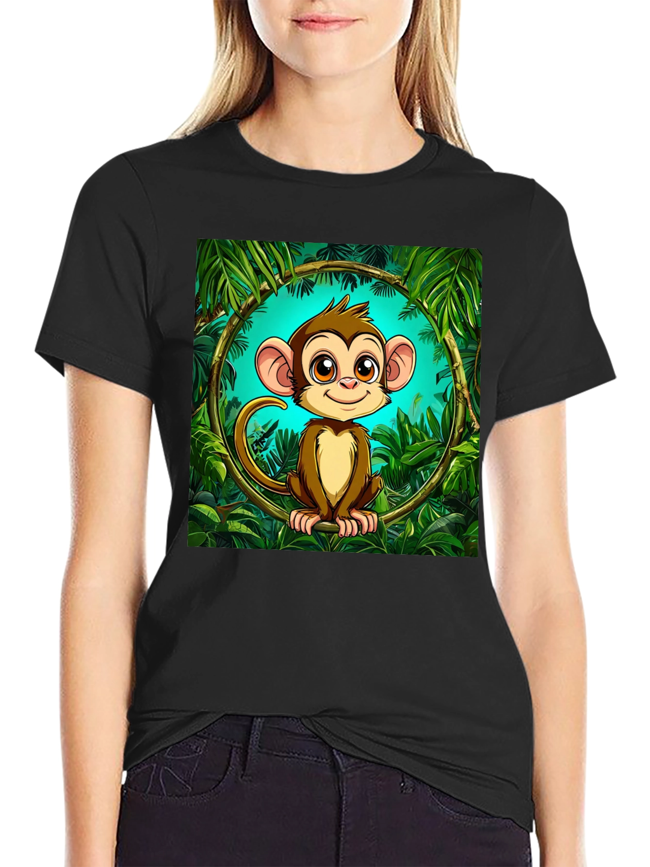 Jungle Monkey Graphic T-Shirt - Fun Cartoon Design