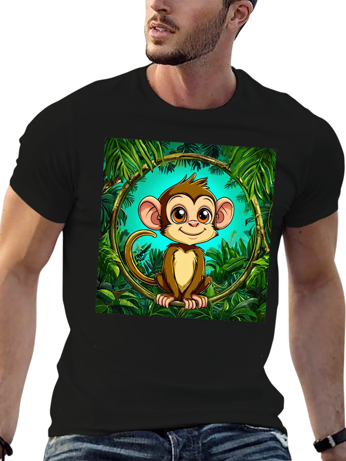 Jungle Monkey Graphic T-Shirt - Fun Cartoon Design