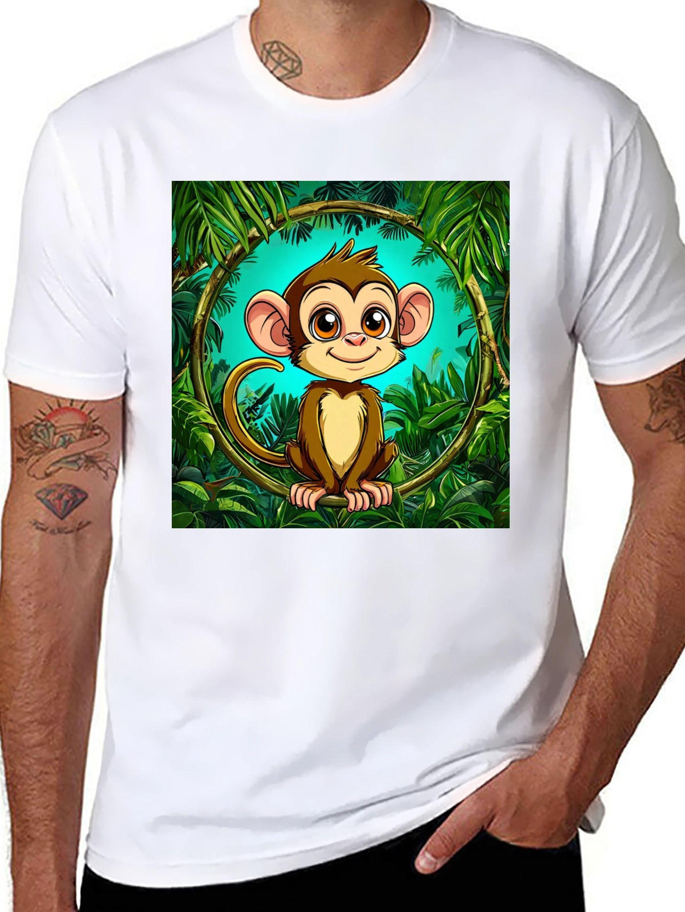 Jungle Monkey Graphic T-Shirt - Fun Cartoon Design