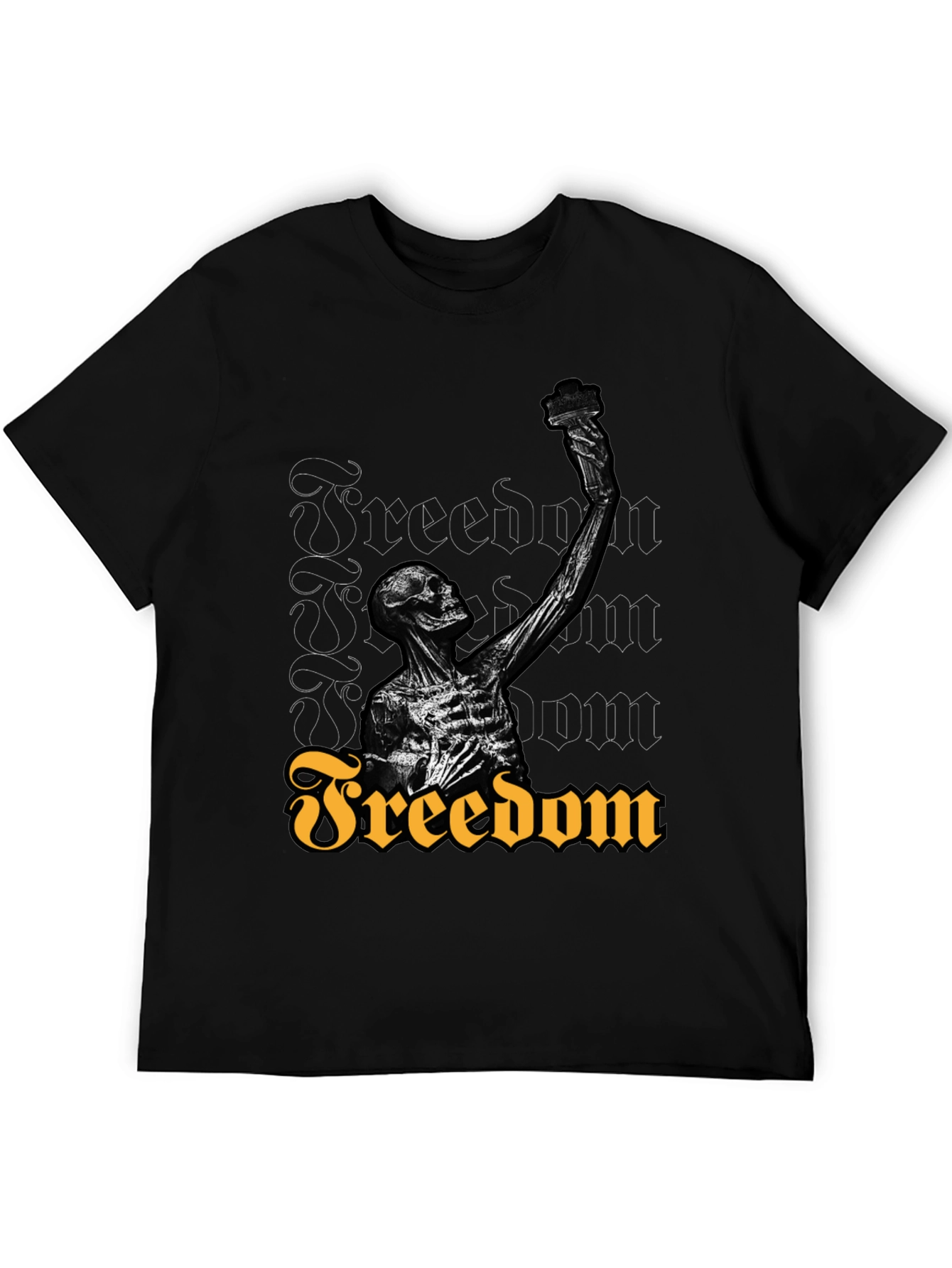Freedom Skeleton Graphic T-Shirt - Black