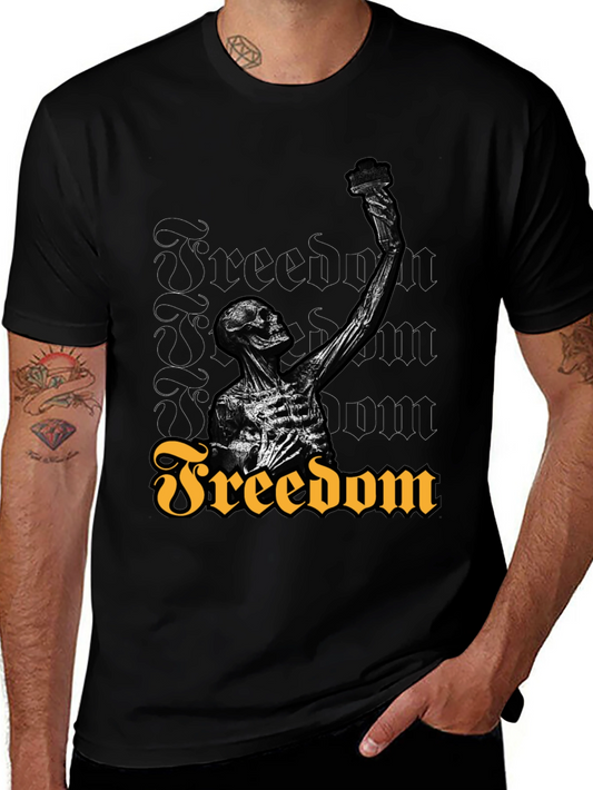 Freedom Skeleton Graphic T-Shirt - Black