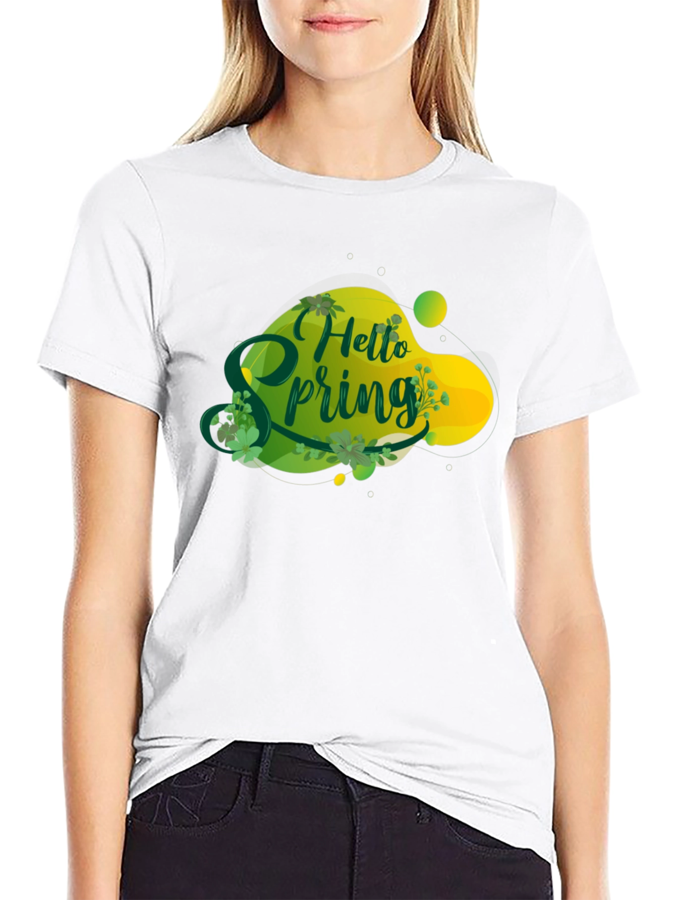Hello Spring Graphic Tee - Black