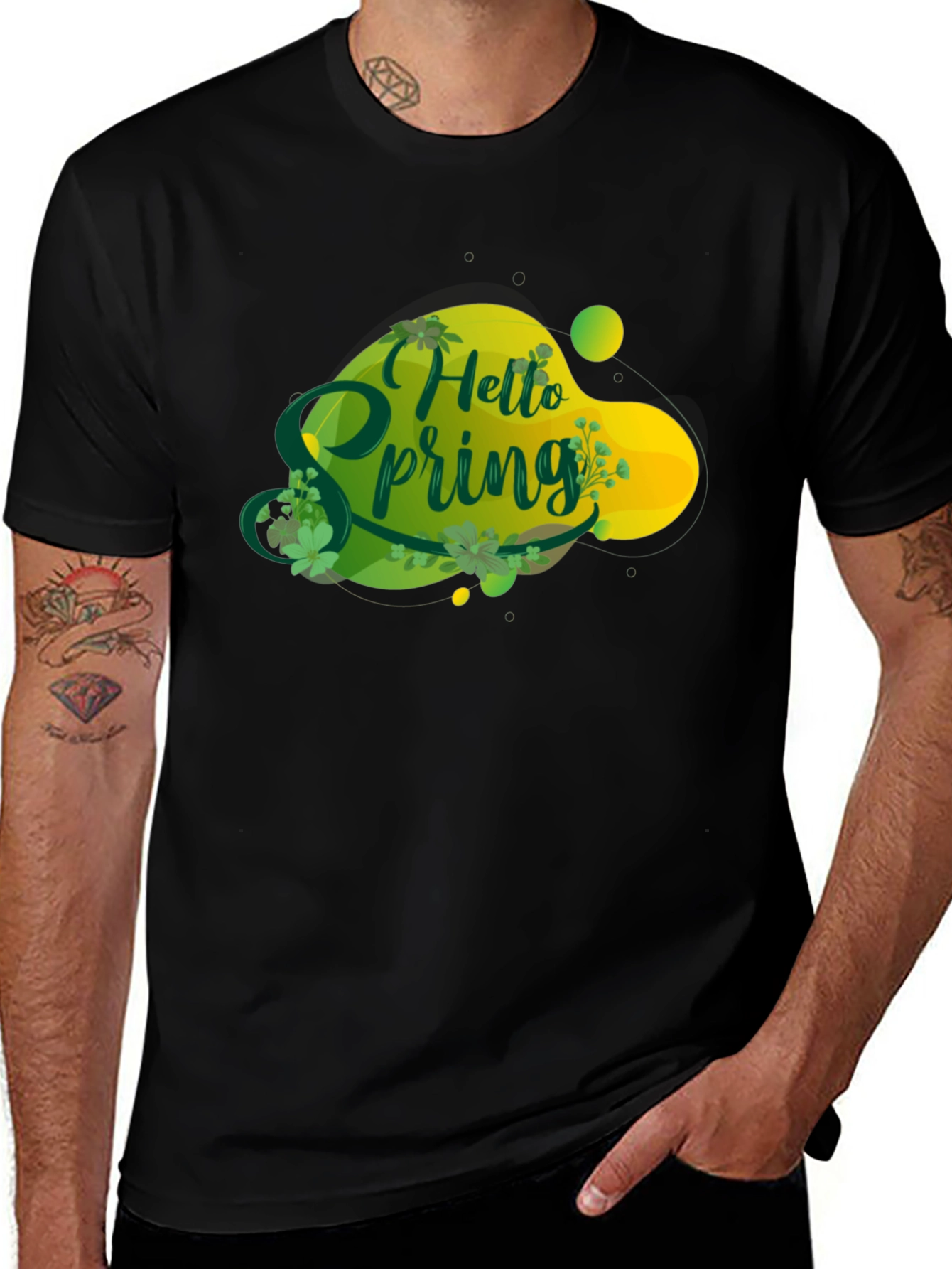 Hello Spring Graphic Tee - Black