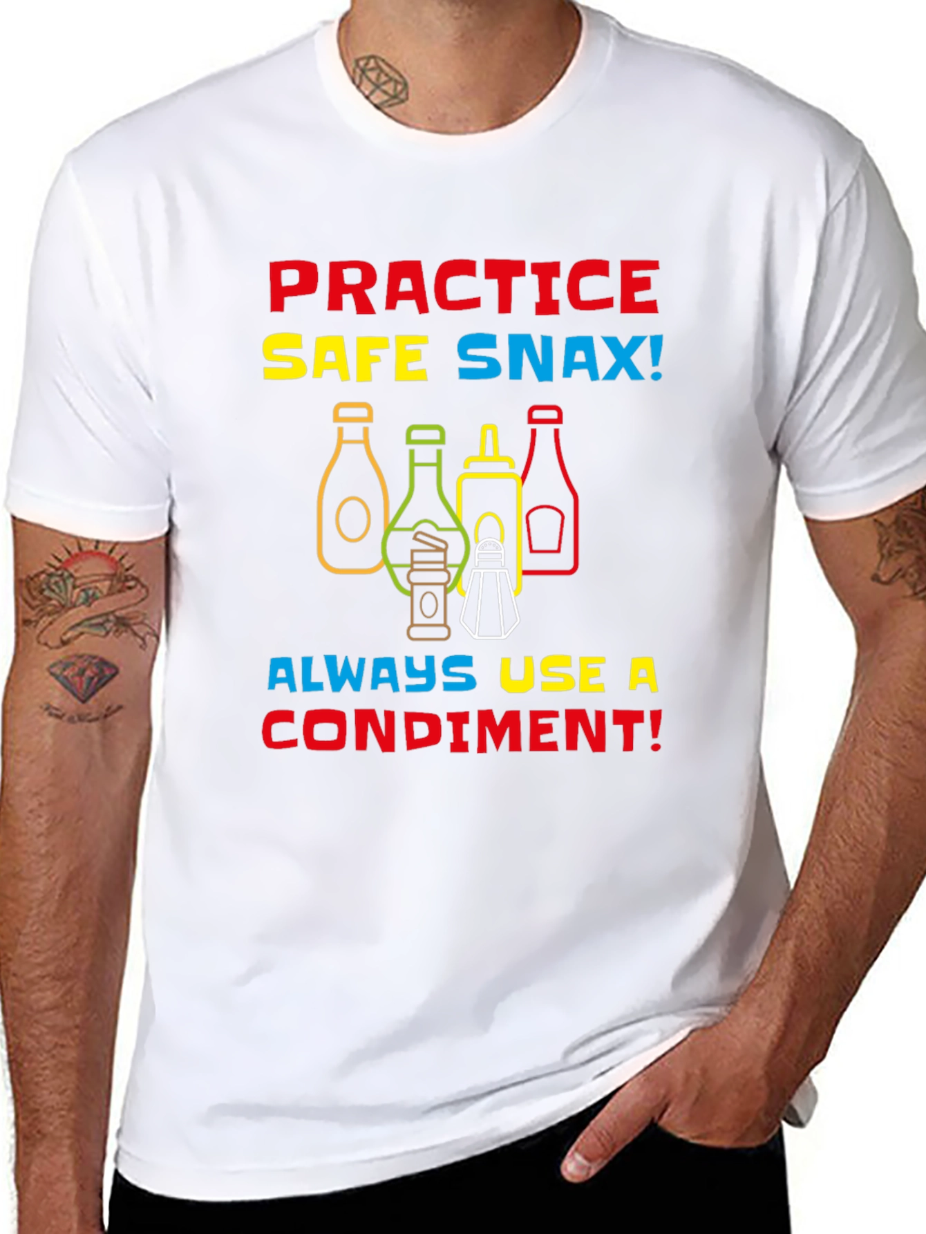 Practice Safe Snax Condiment T-Shirt
