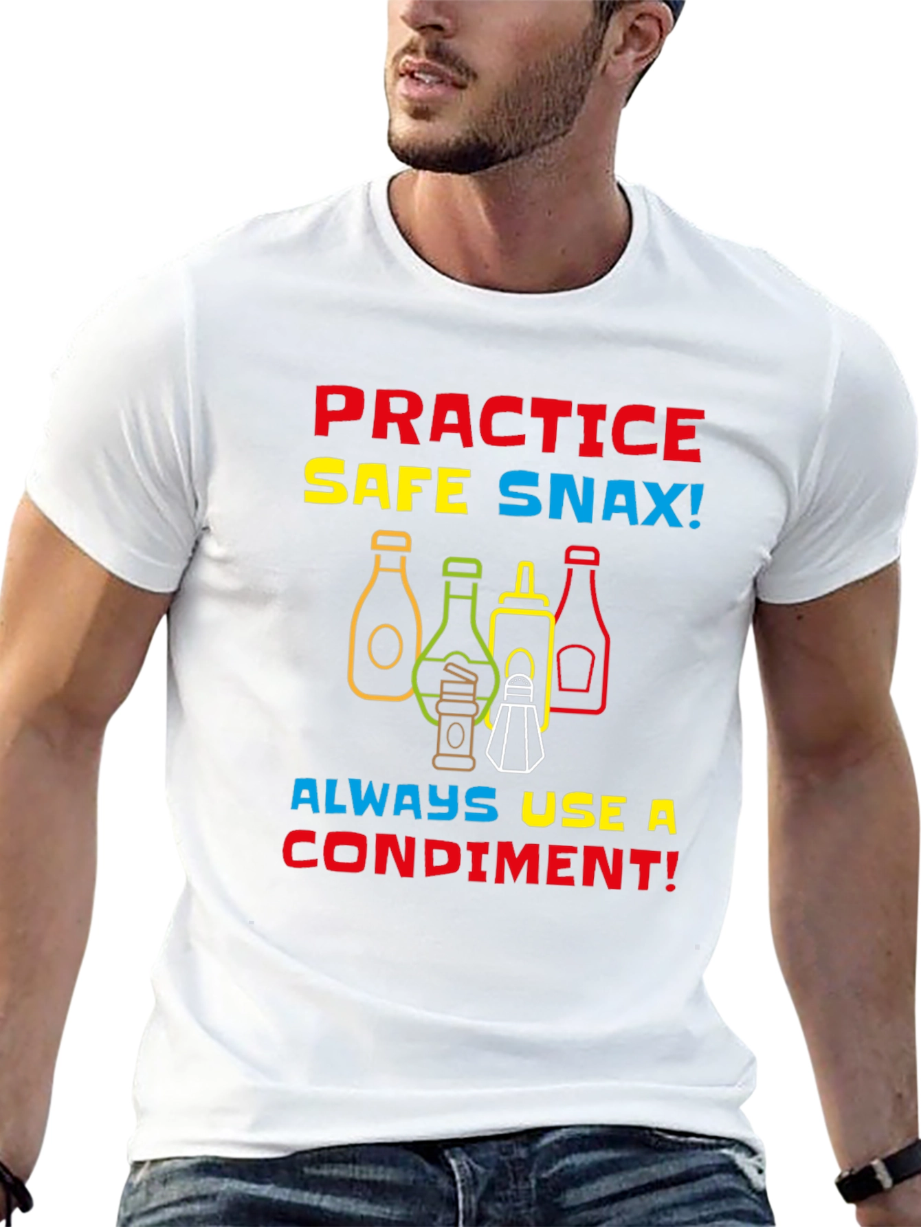 Practice Safe Snax Condiment T-Shirt