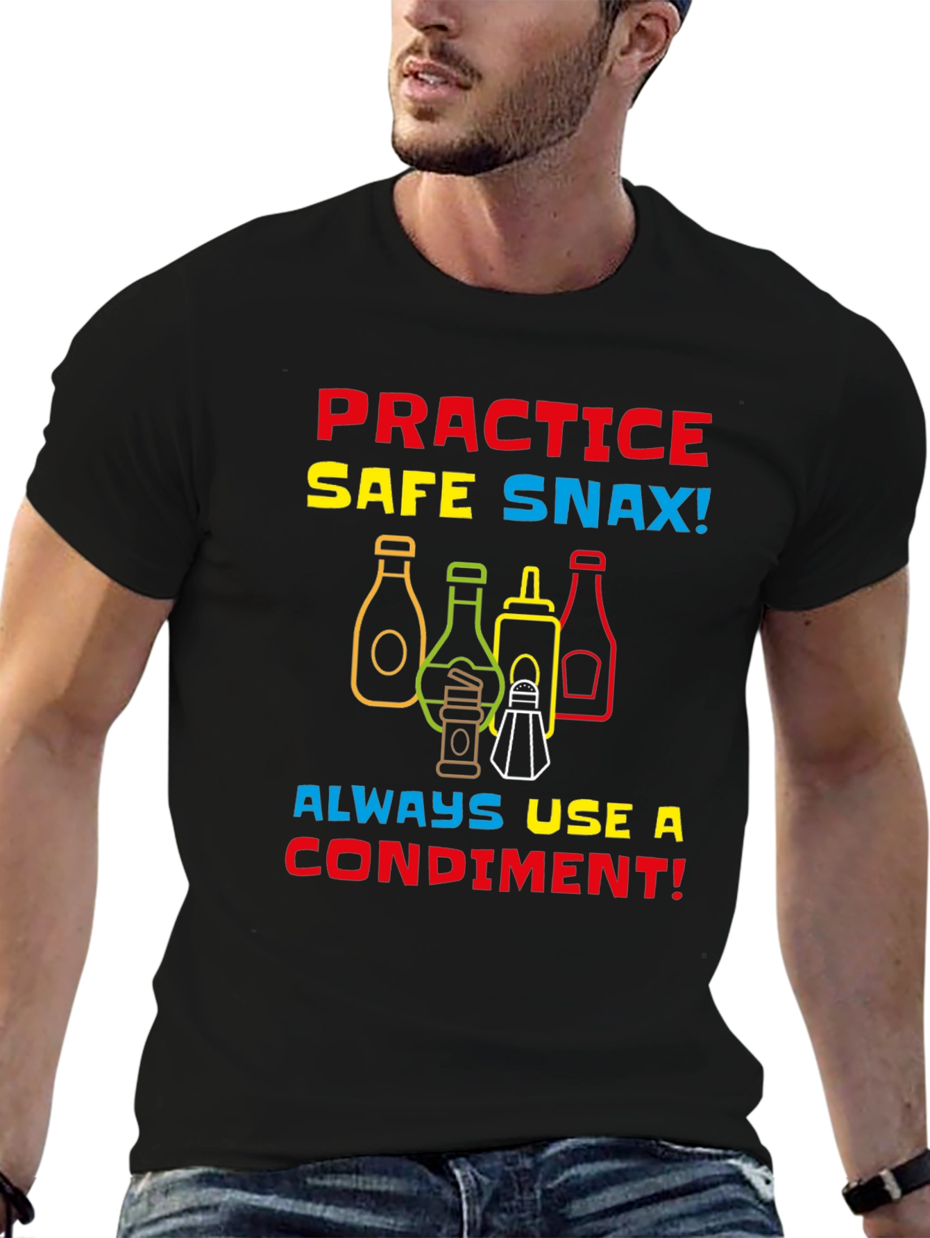 Practice Safe Snax Condiment T-Shirt