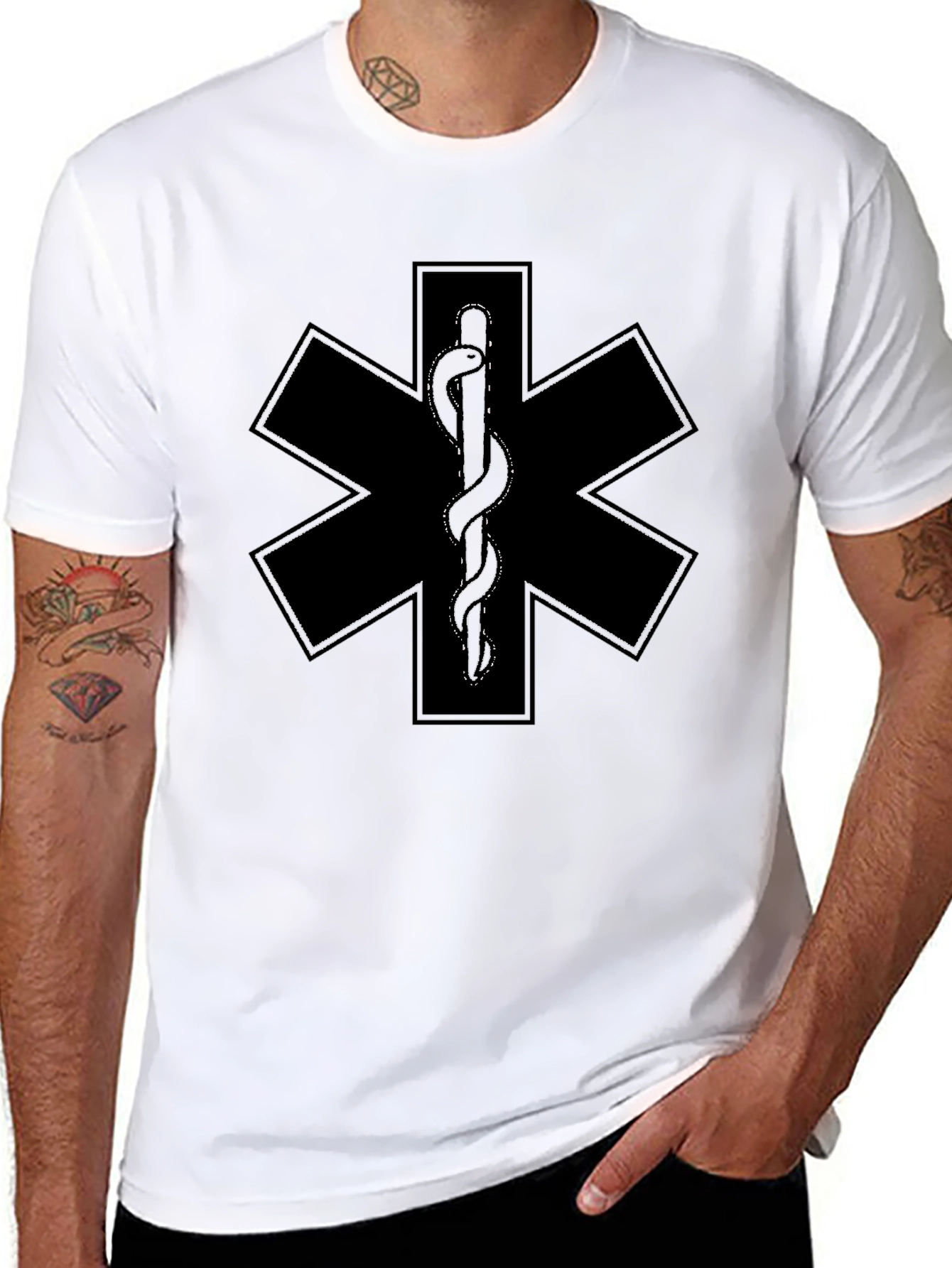 Star of Life Black T-Shirt EMS EMT Paramedic
