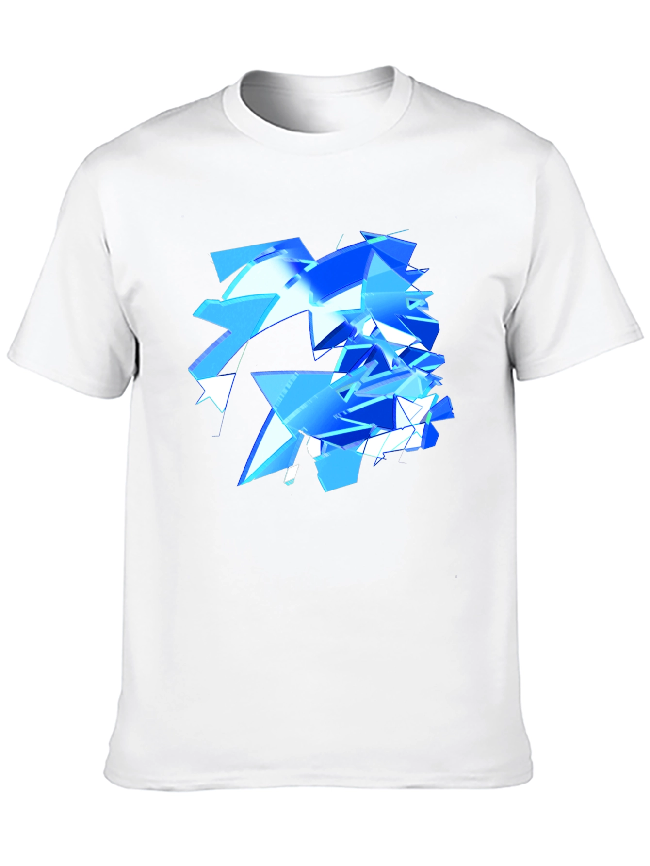 Abstract Geometric Blue Design Black T-Shirt