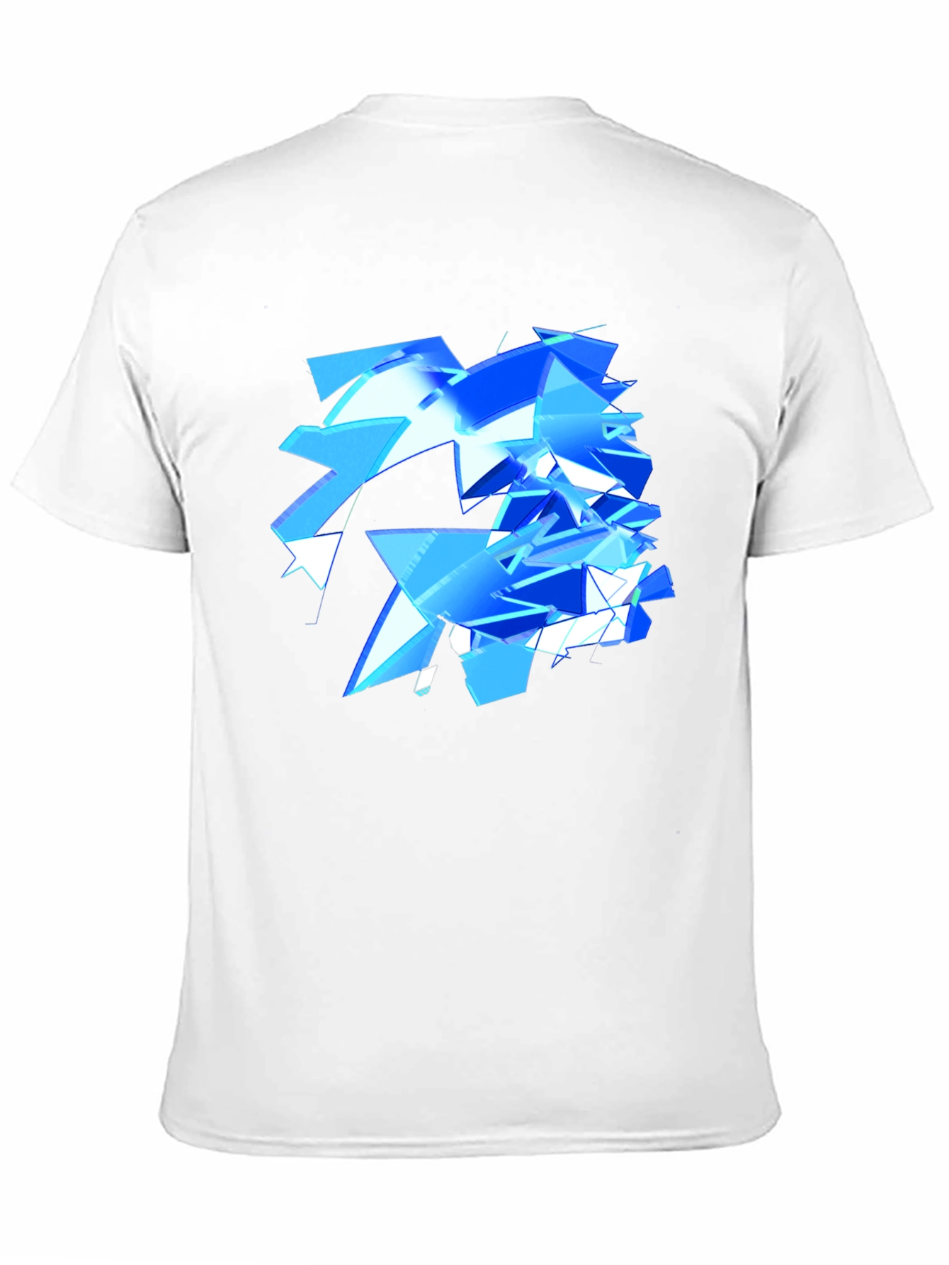 Abstract Geometric Blue Design Black T-Shirt