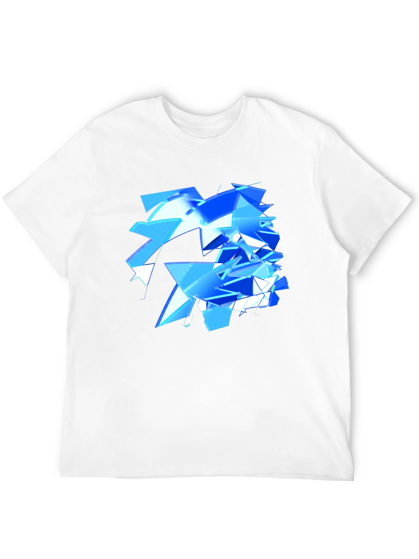 Abstract Geometric Blue Design Black T-Shirt
