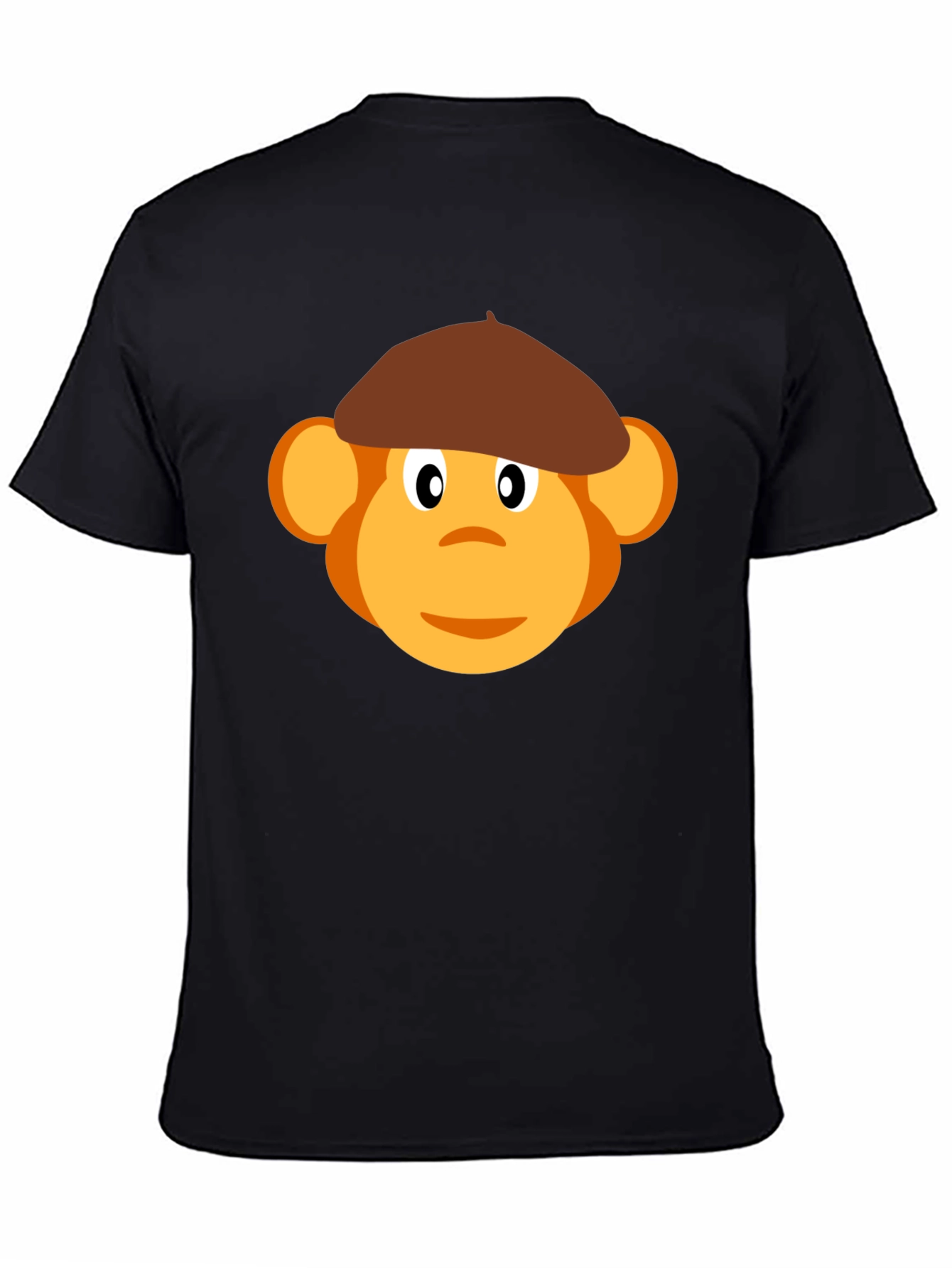Monkey Beret Graphic Tee - Black Cotton T-Shirt