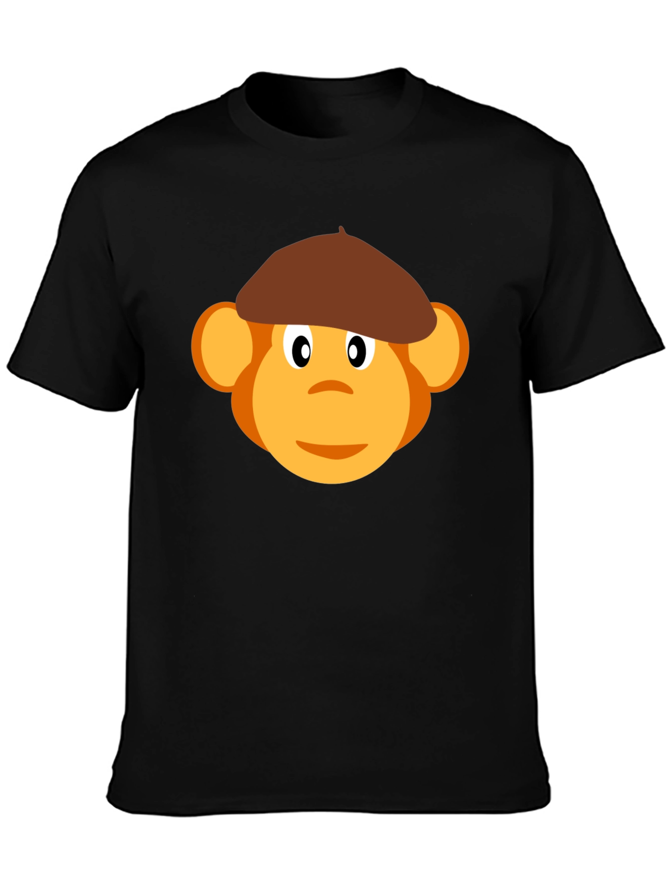 Monkey Beret Graphic Tee - Black Cotton T-Shirt