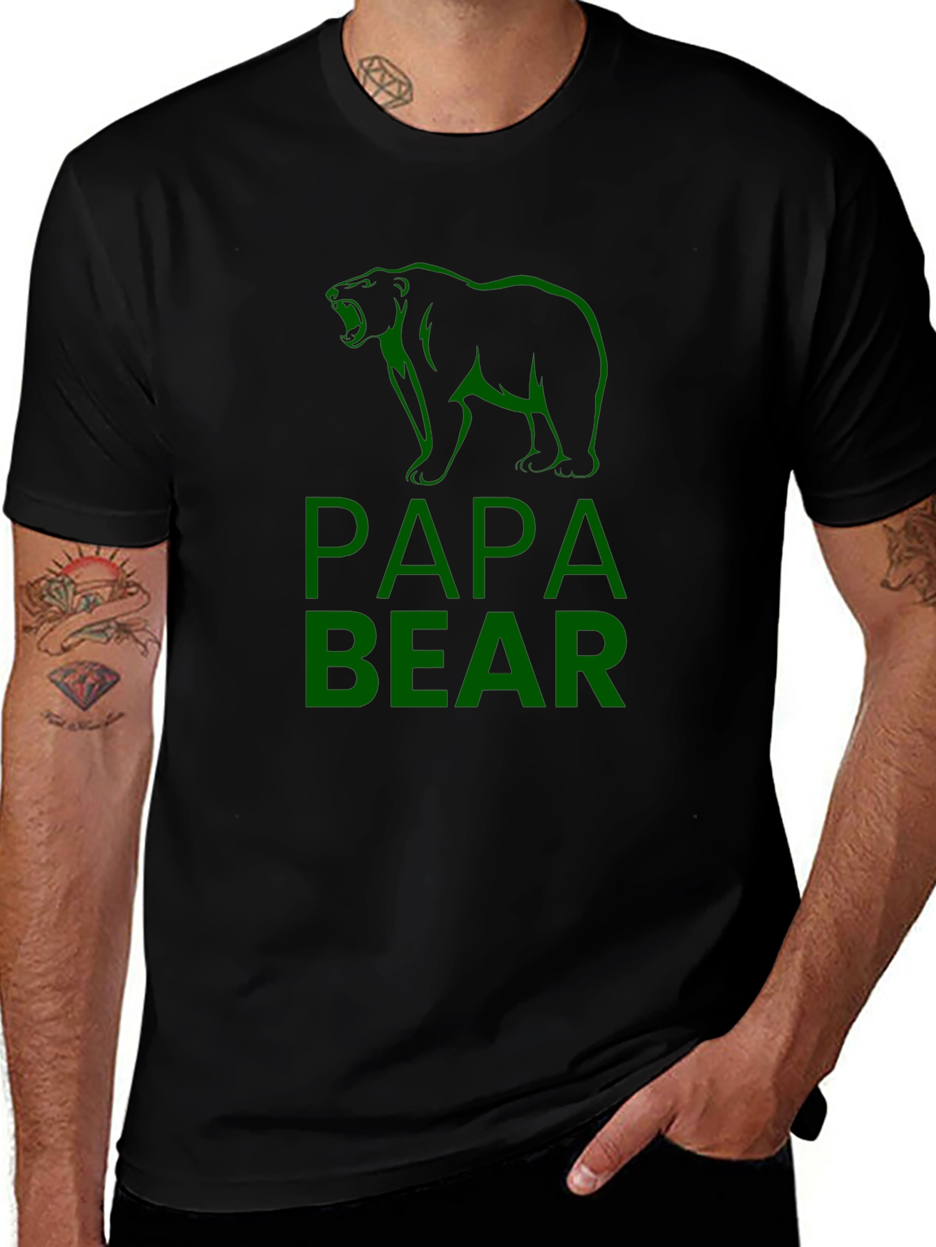 Papa Bear Graphic Tee - Black Cotton T-Shirt
