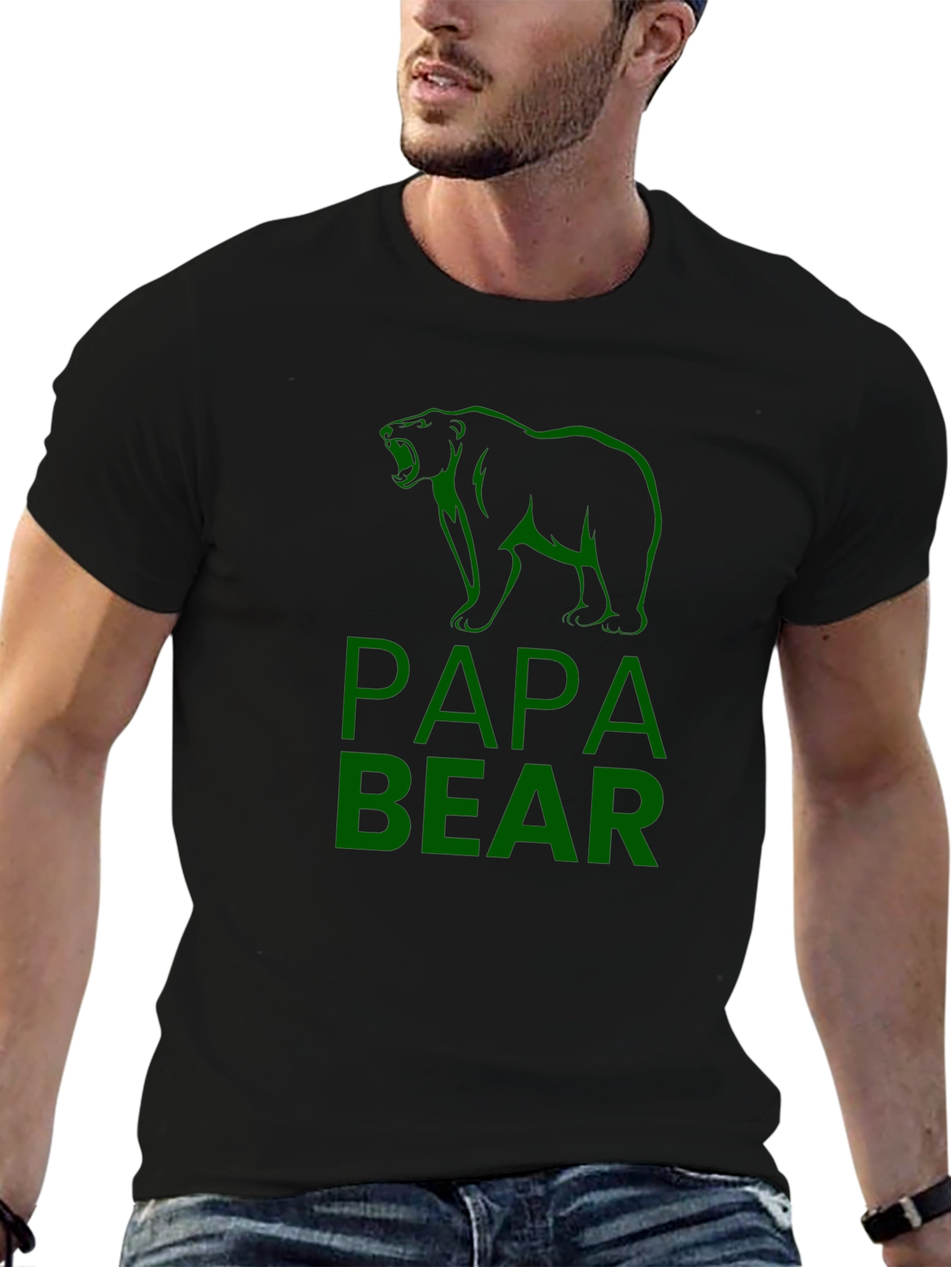 Papa Bear Graphic Tee - Black Cotton T-Shirt