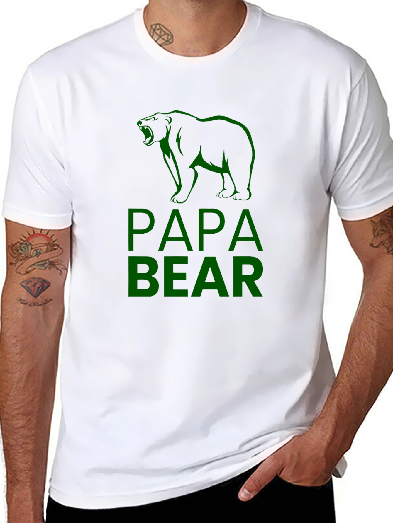 Papa Bear Graphic Tee - Black Cotton T-Shirt