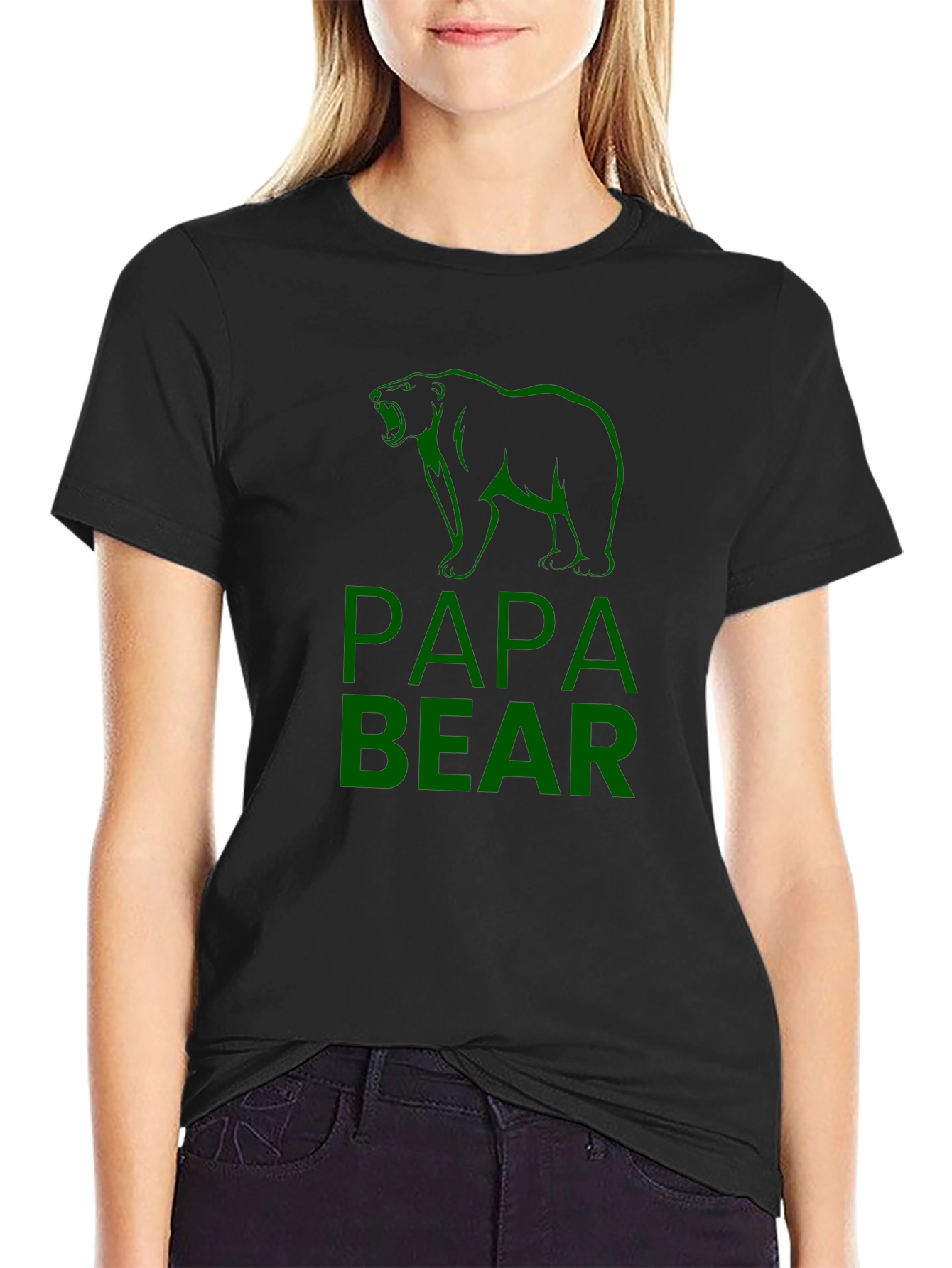 Papa Bear Graphic Tee - Black Cotton T-Shirt