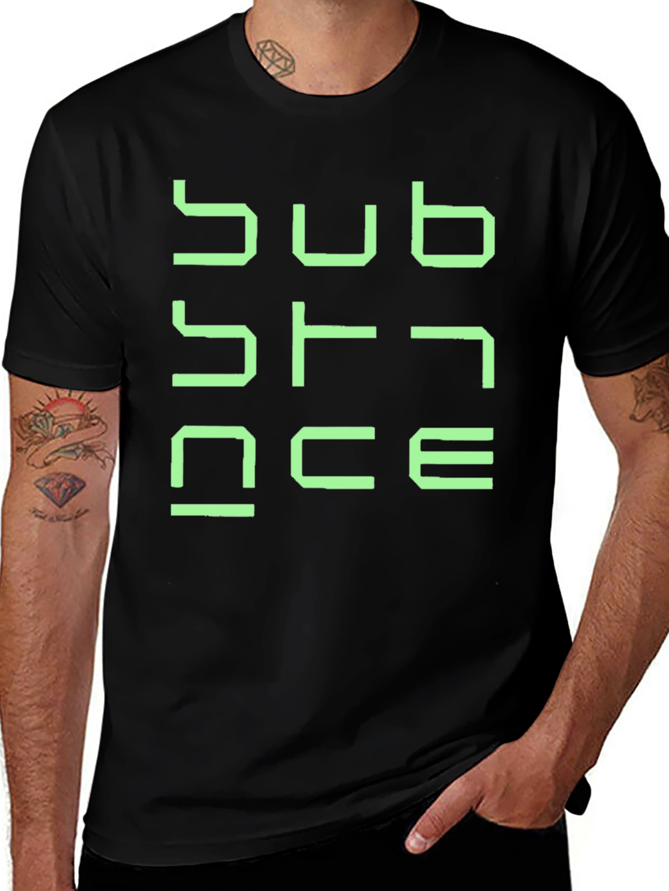Substance Graphic T-Shirt - Black Cotton Blend