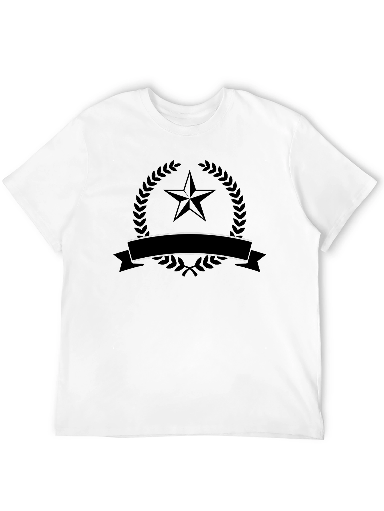 Mens Black T-Shirt with Star Laurel Emblem