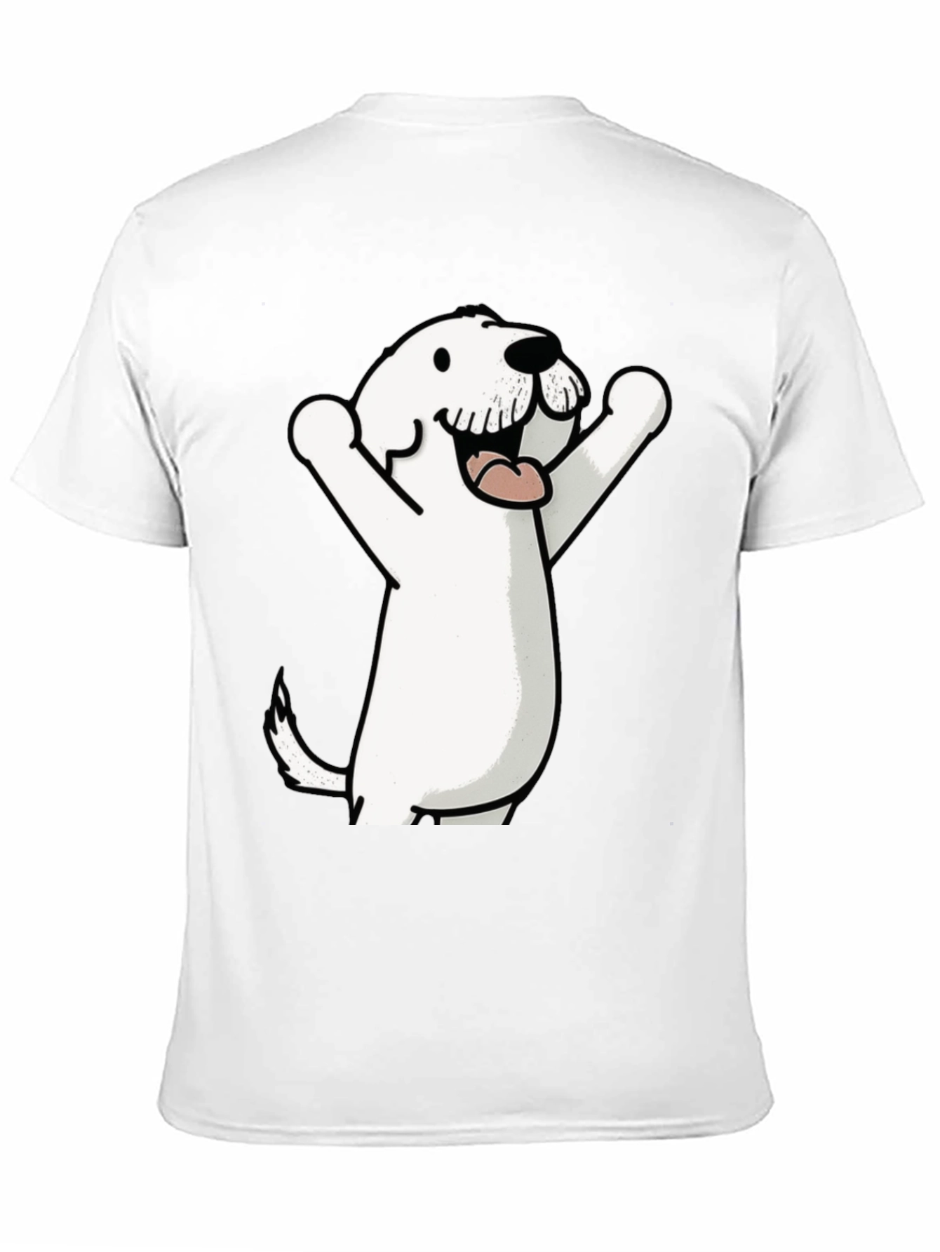 Cartoon Dog Graphic Tee - Black Cotton T-Shirt