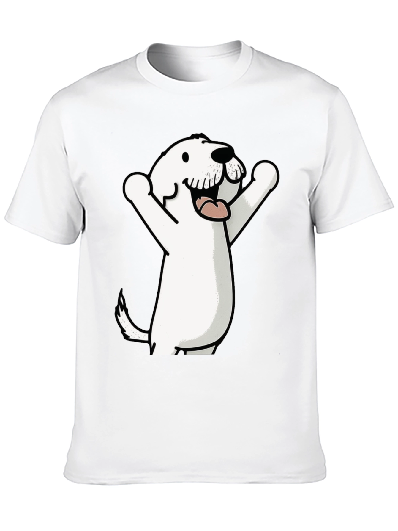 Cartoon Dog Graphic Tee - Black Cotton T-Shirt