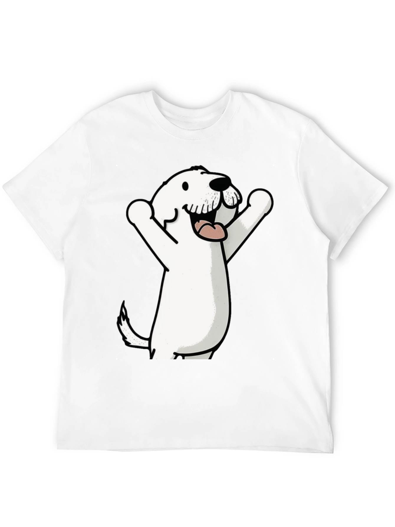 Cartoon Dog Graphic Tee - Black Cotton T-Shirt