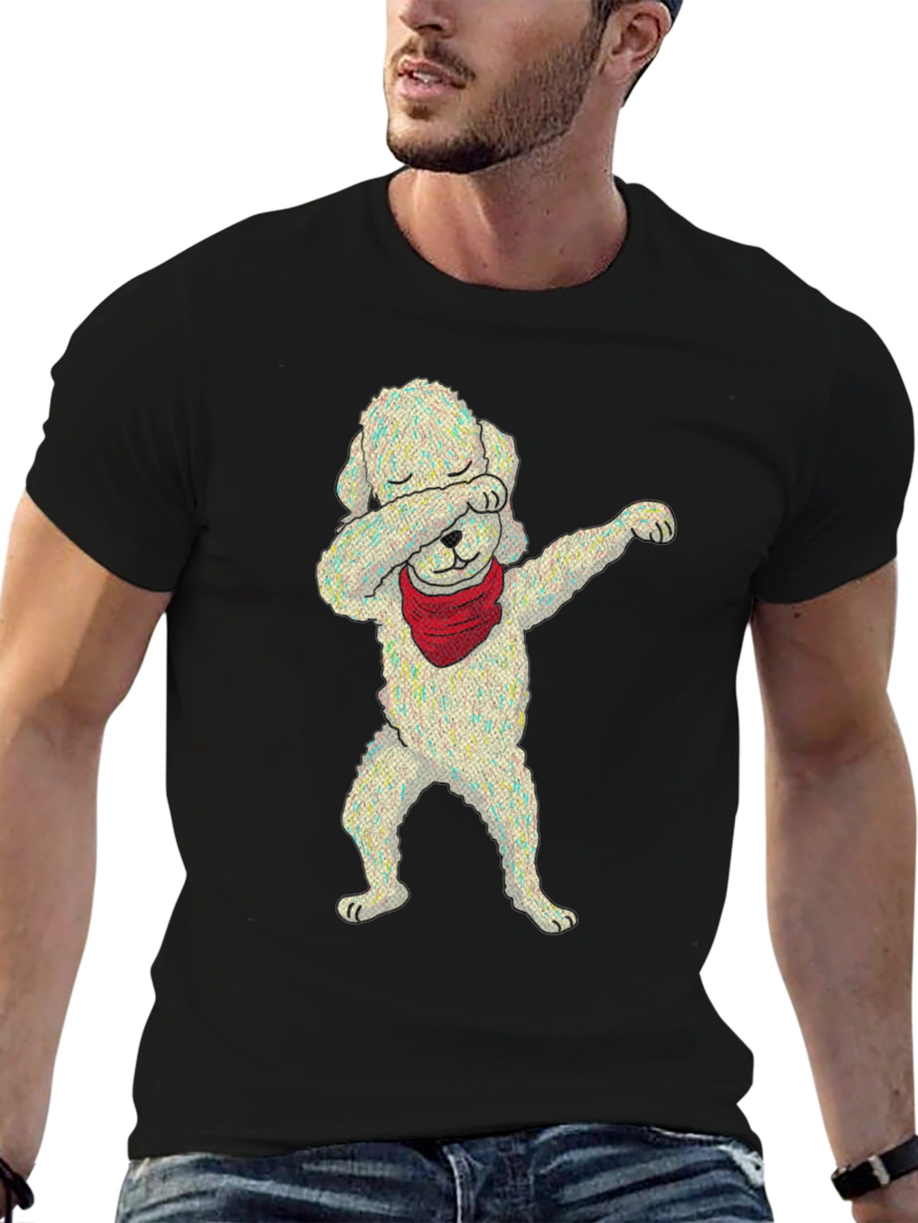Dabbing Dog Graphic Tee - Trendy Unisex T-Shirt