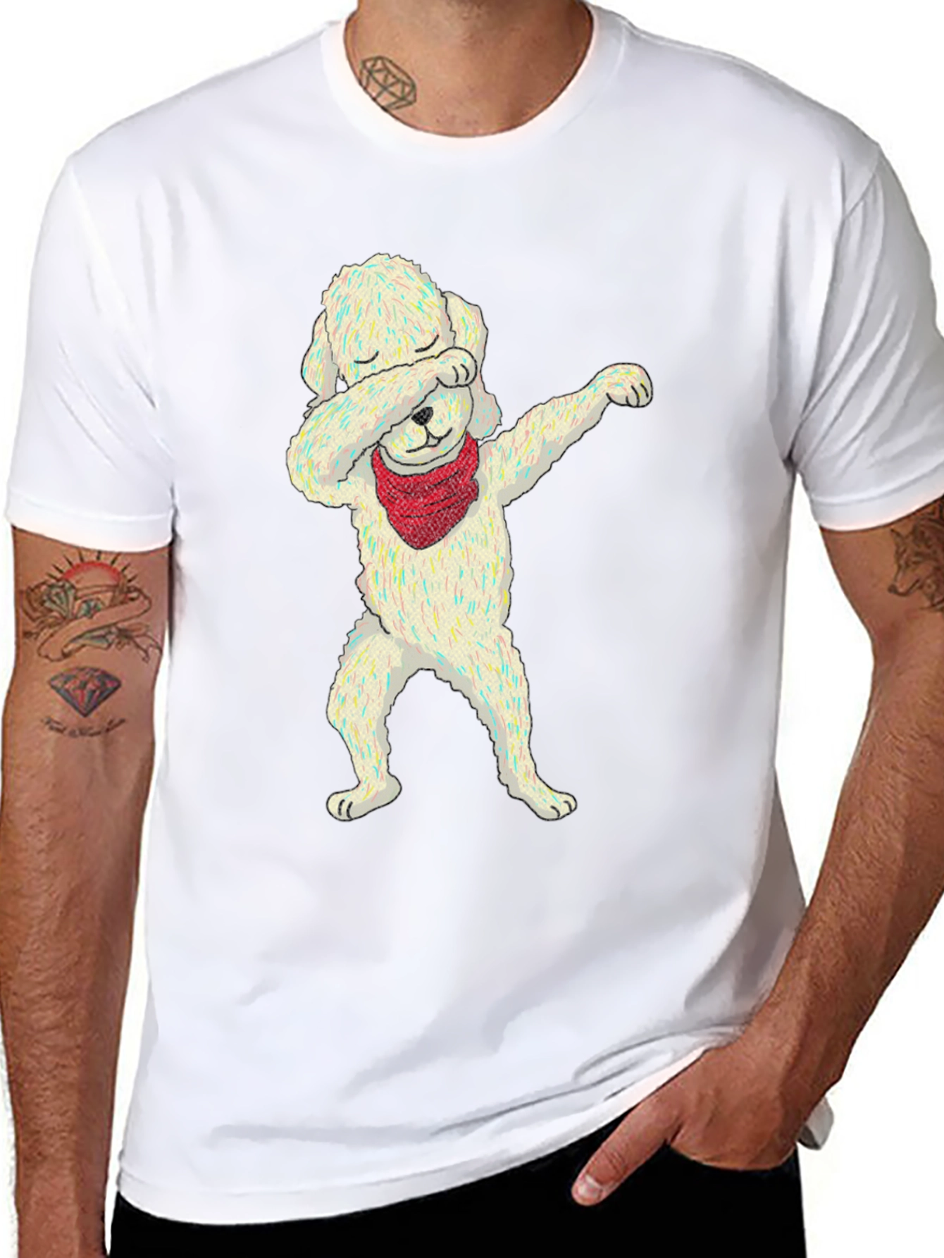 Dabbing Dog Graphic Tee - Trendy Unisex T-Shirt