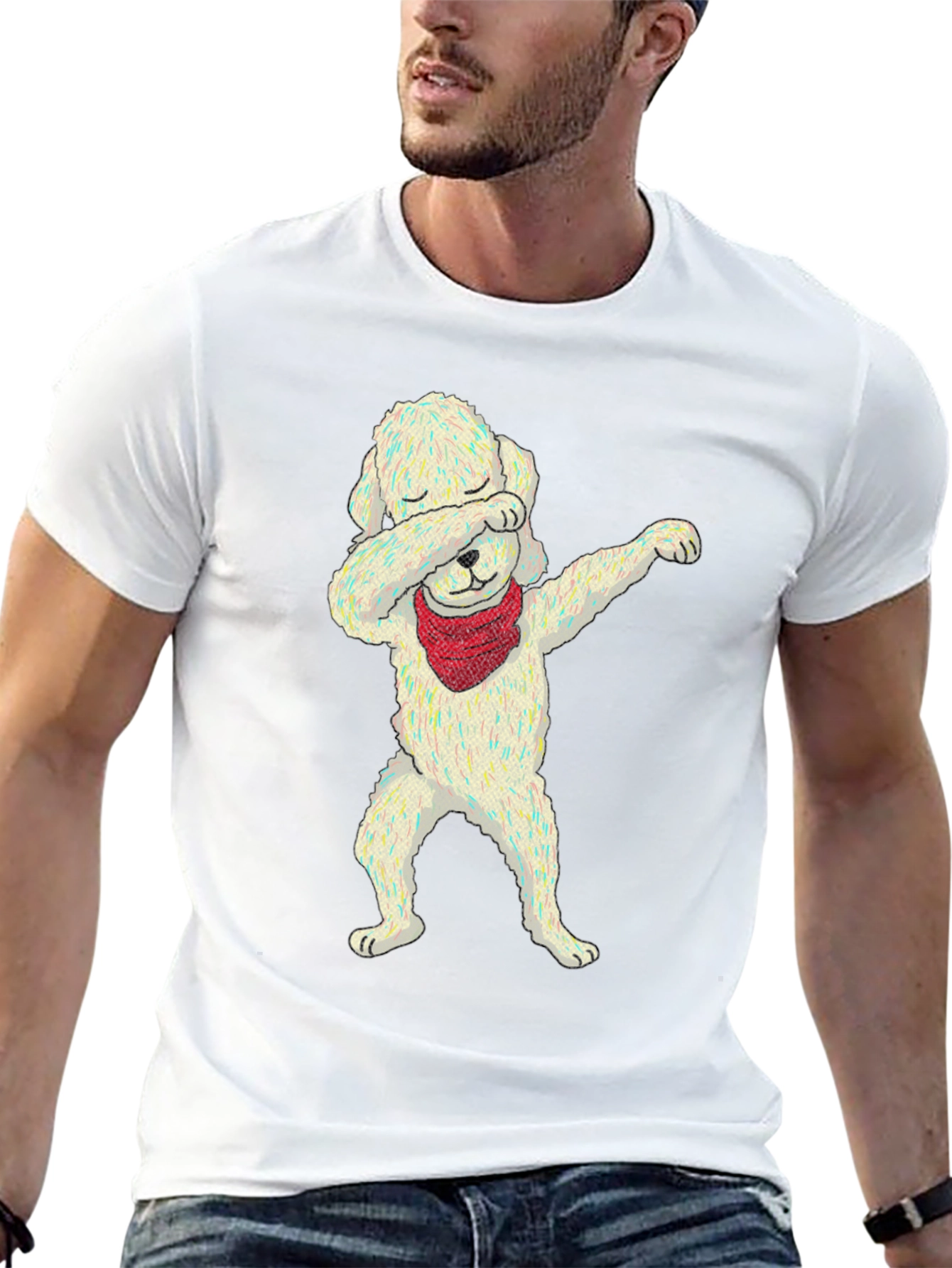 Dabbing Dog Graphic Tee - Trendy Unisex T-Shirt