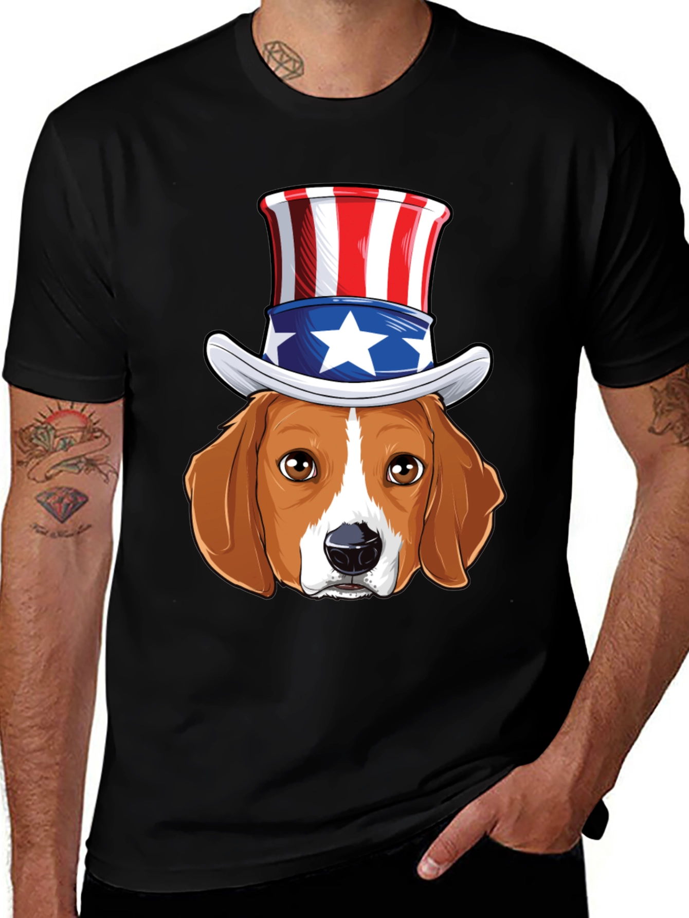 Patriotic Beagle Dog Graphic T-Shirt