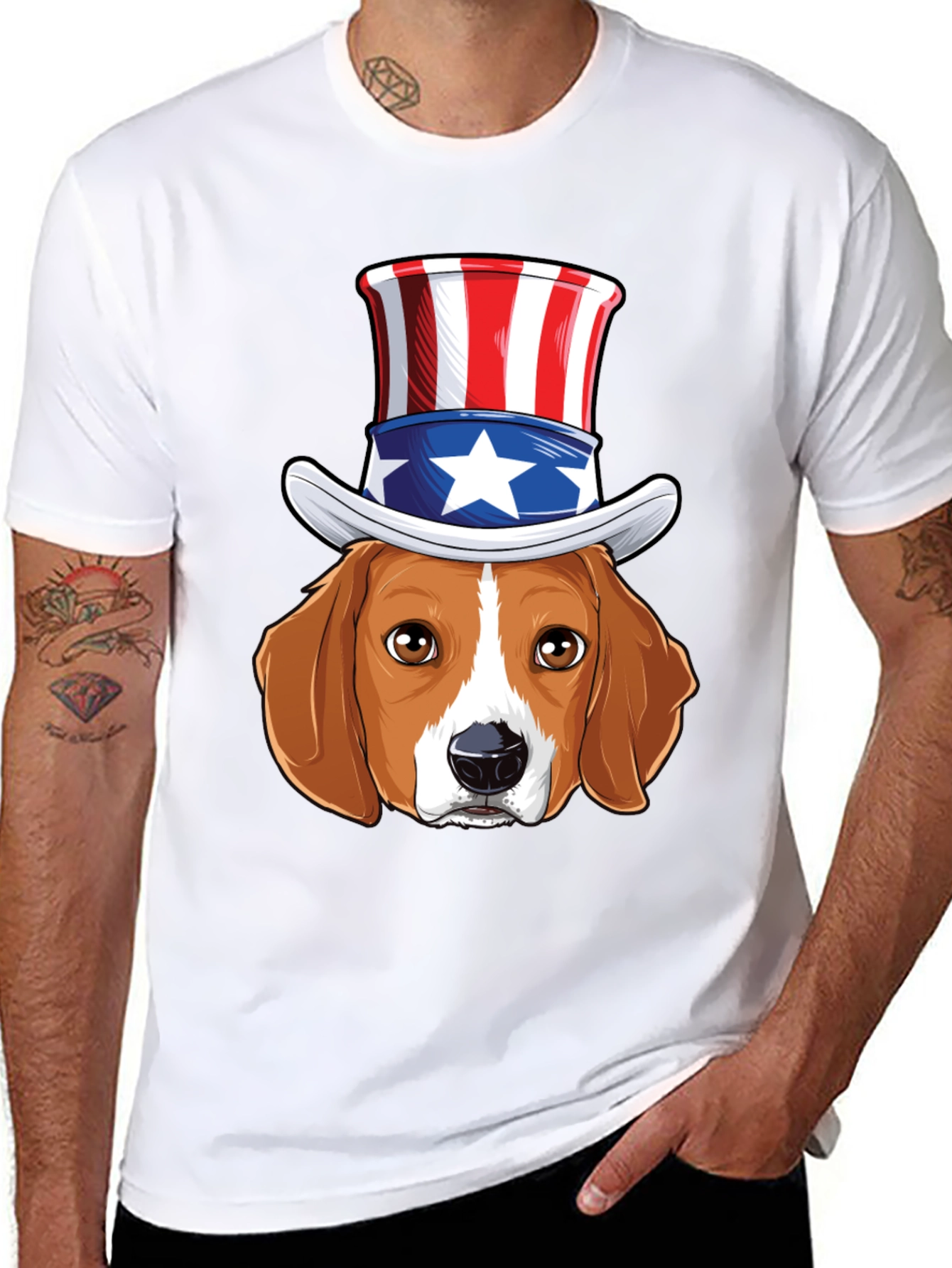 Patriotic Beagle Dog Graphic T-Shirt