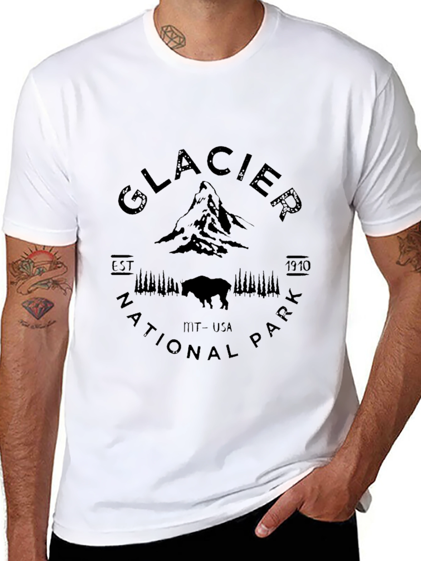 Glacier National Park Black T-Shirt