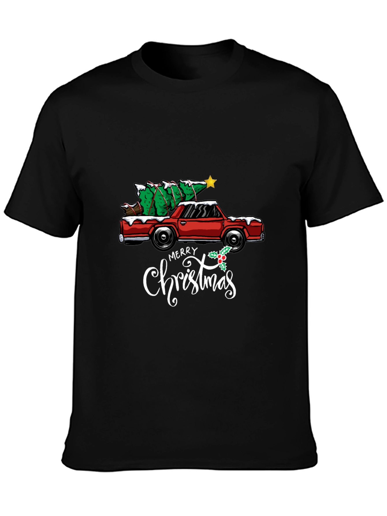Merry Christmas Truck T-Shirt Holiday Tee