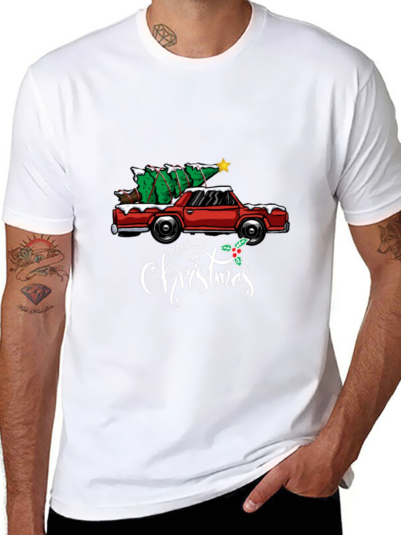 Merry Christmas Truck T-Shirt Holiday Tee