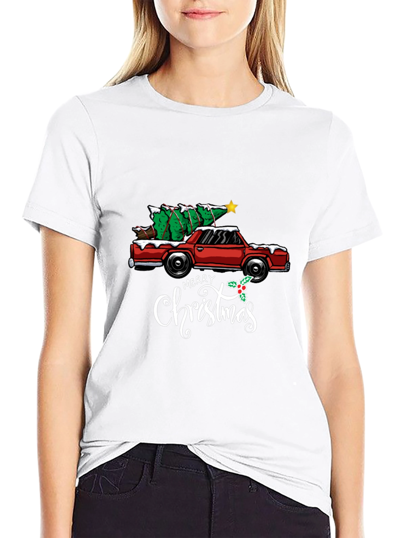 Merry Christmas Truck T-Shirt Holiday Tee