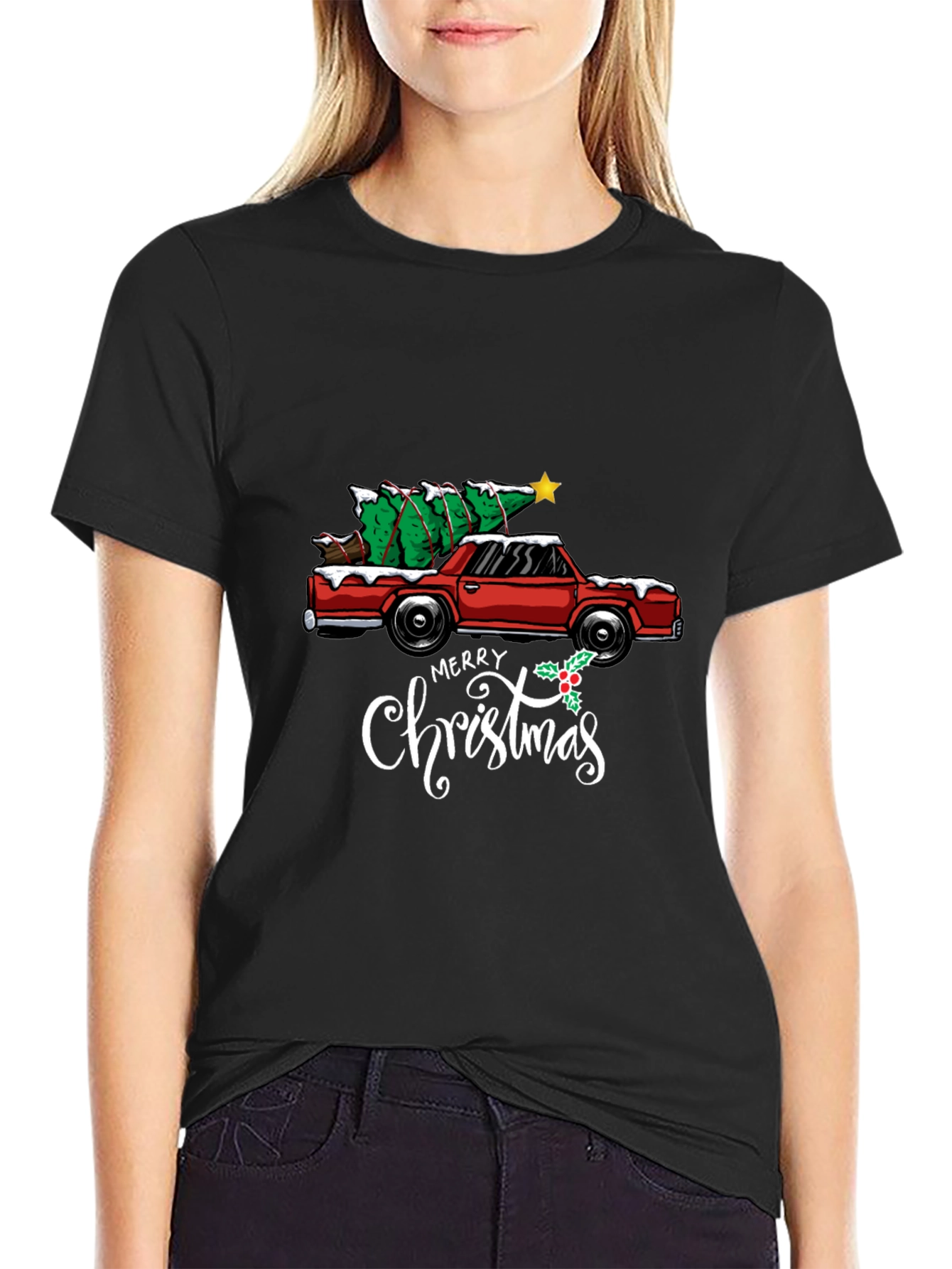 Merry Christmas Truck T-Shirt Holiday Tee