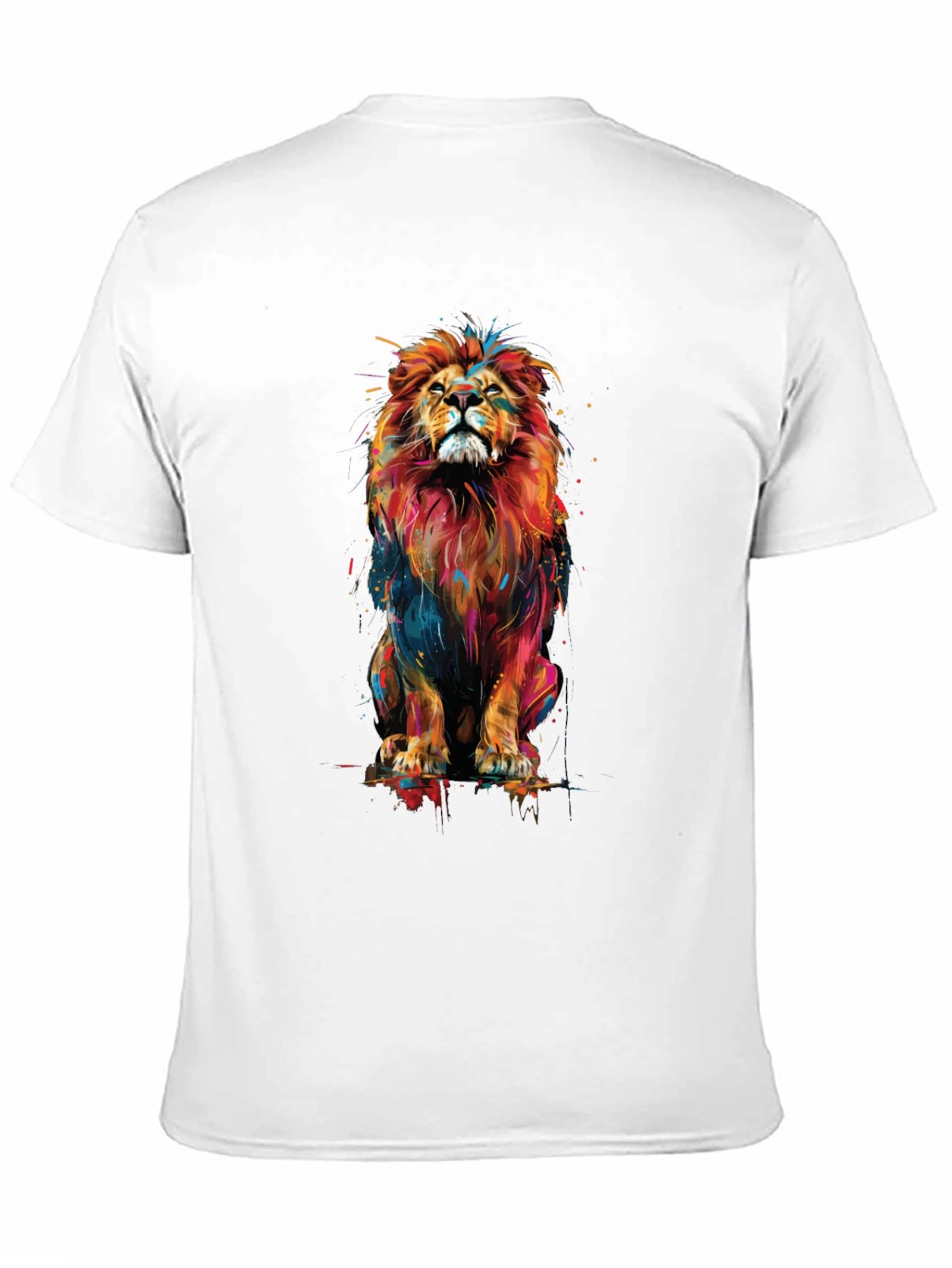 Vibrant Lion Graphic Black T-Shirt - Bold Animal Print