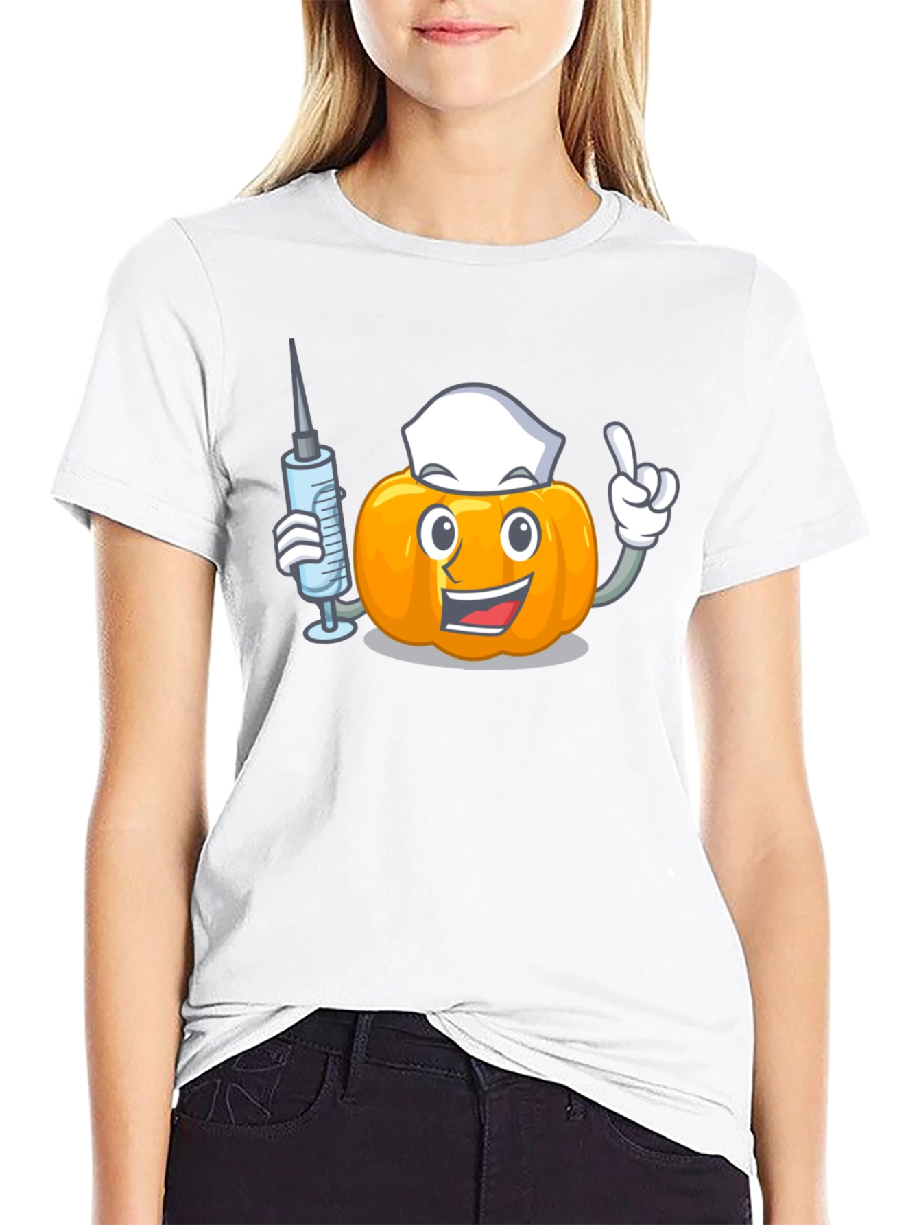 Pumpkin Nurse Black T-Shirt