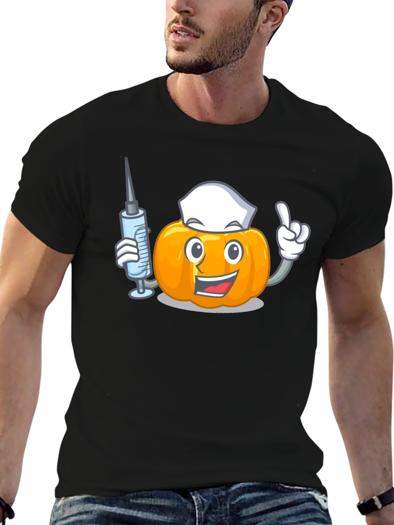 Pumpkin Nurse Black T-Shirt