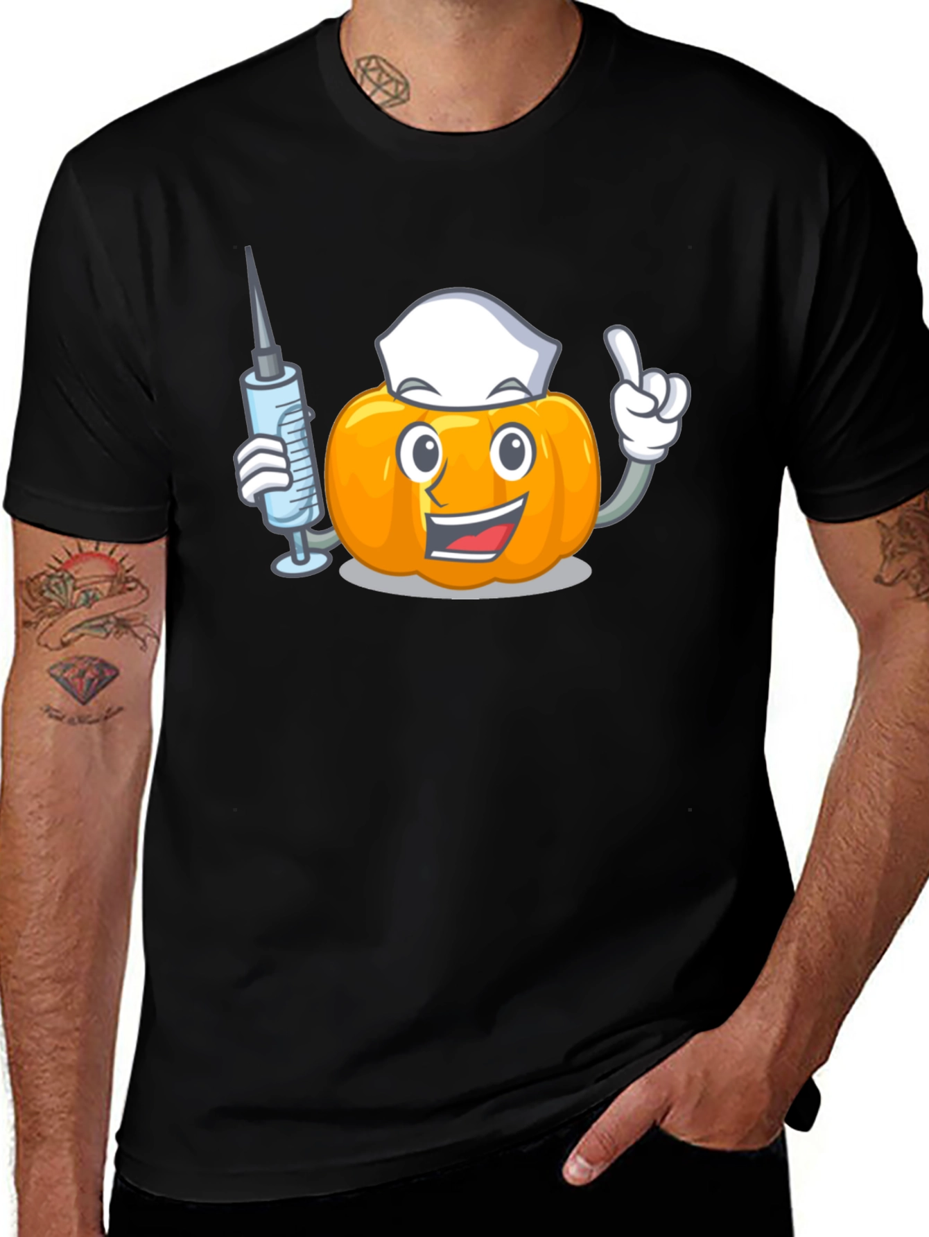 Pumpkin Nurse Black T-Shirt