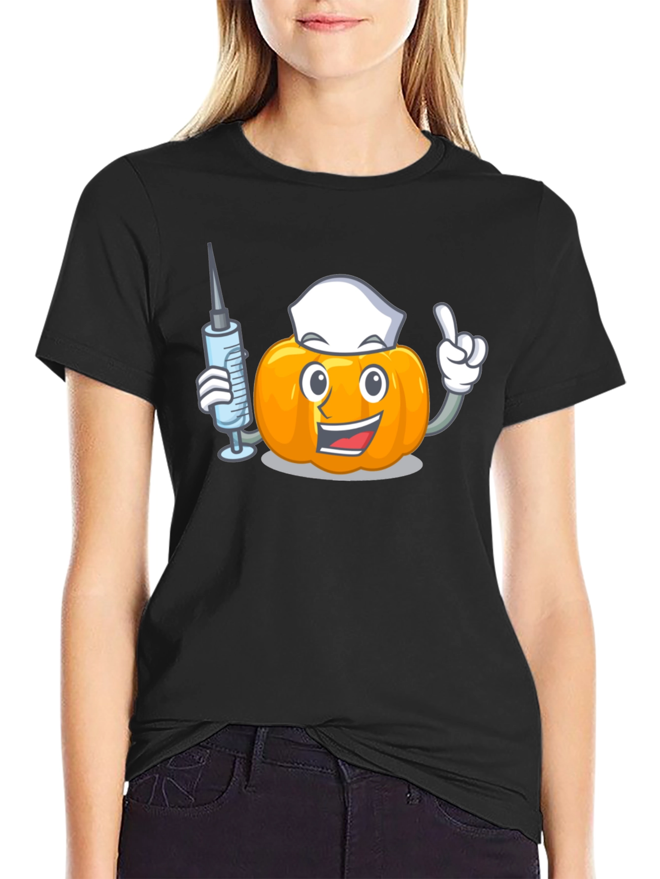 Pumpkin Nurse Black T-Shirt