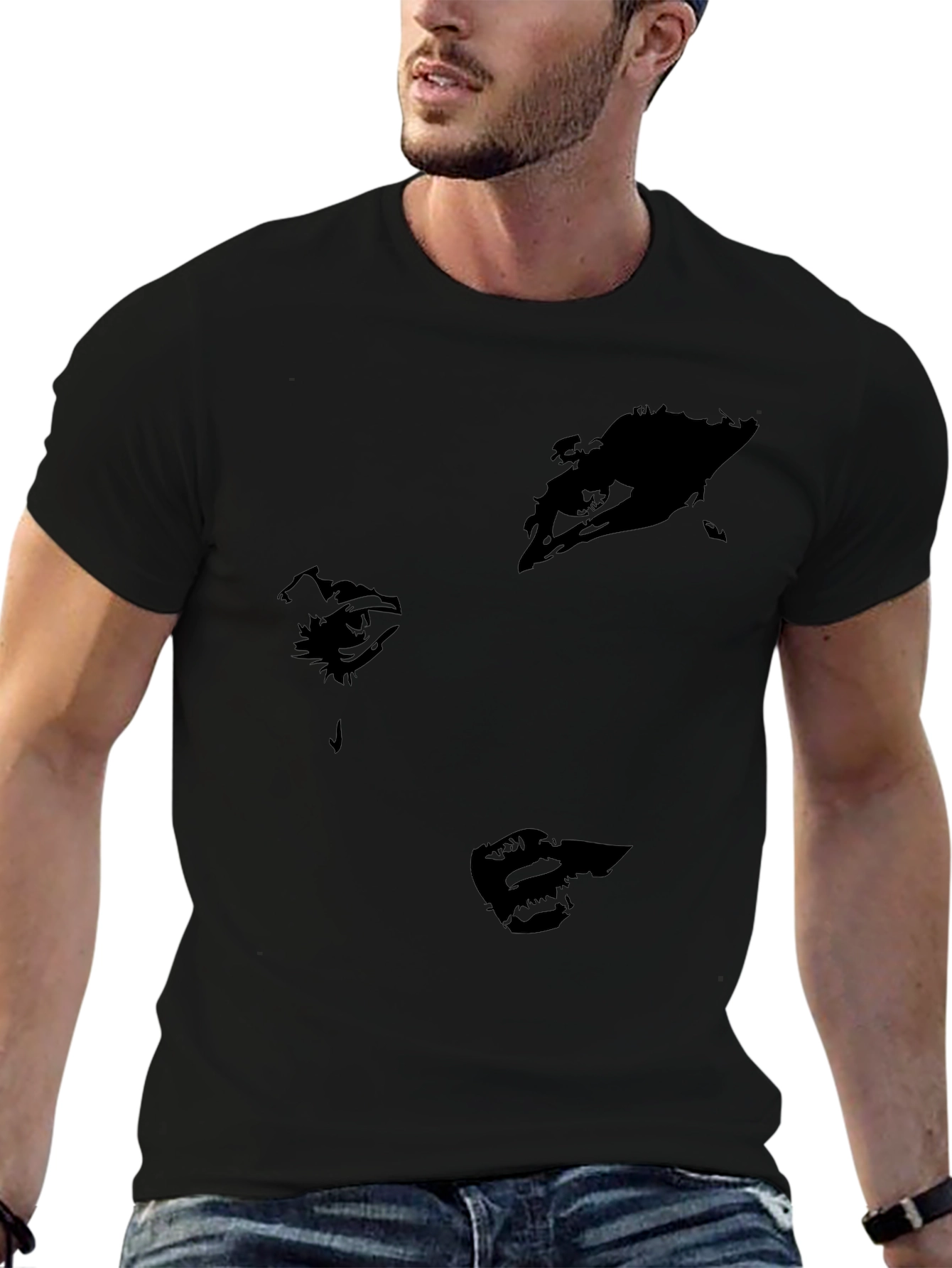 Abstract Face Graphic Black T-Shirt - Modern Style