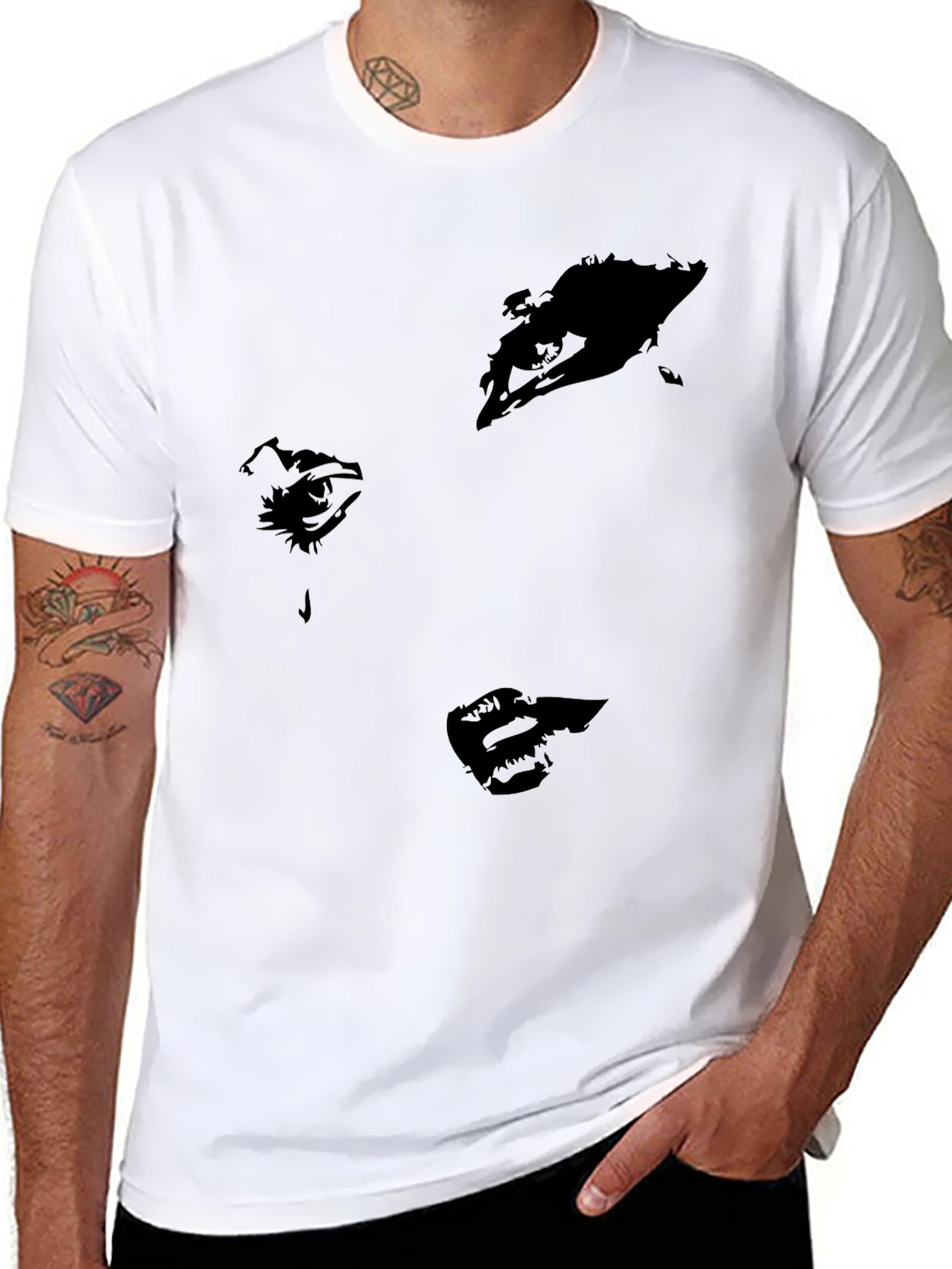 Abstract Face Graphic Black T-Shirt - Modern Style