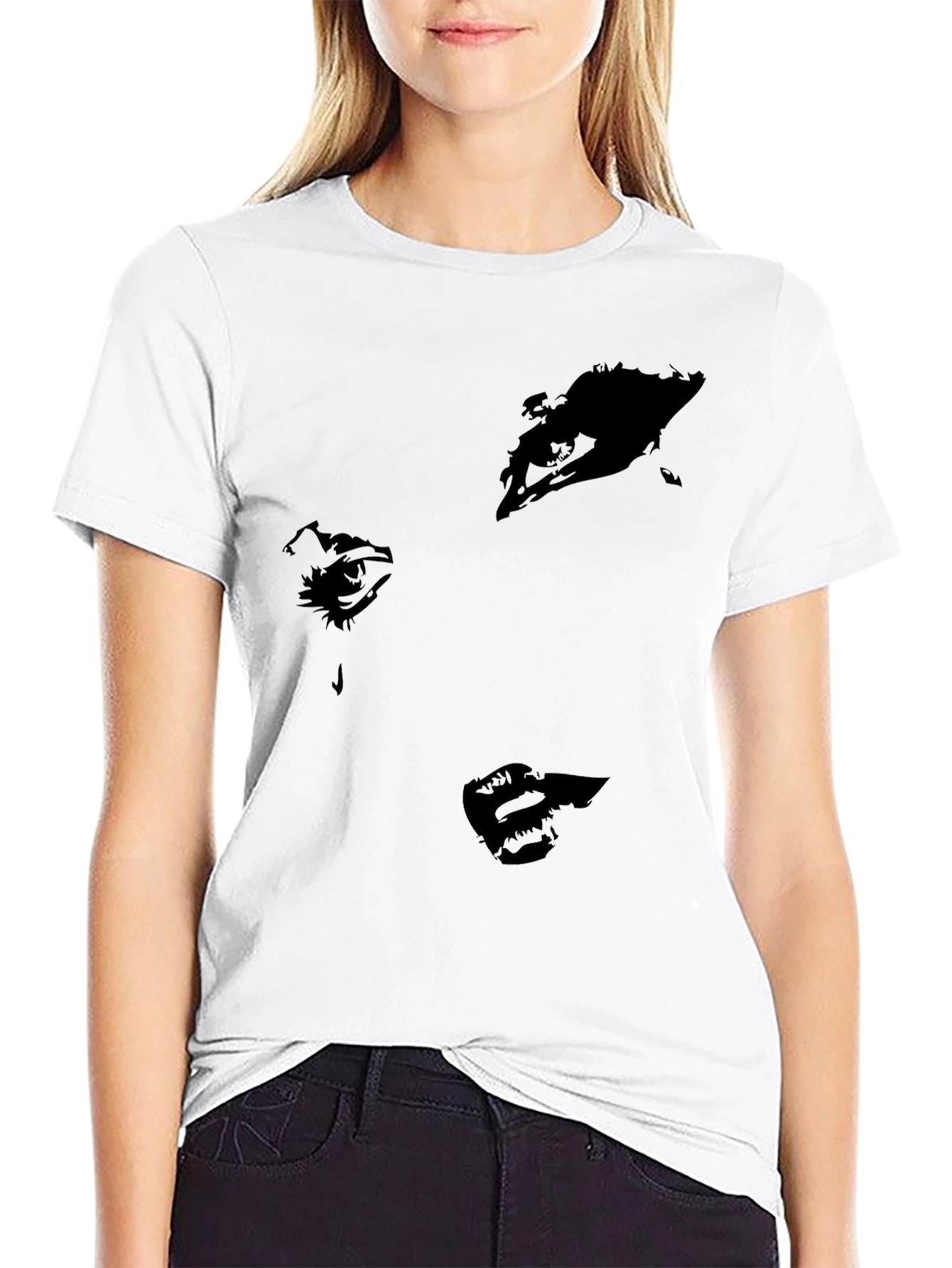 Abstract Face Graphic Black T-Shirt - Modern Style