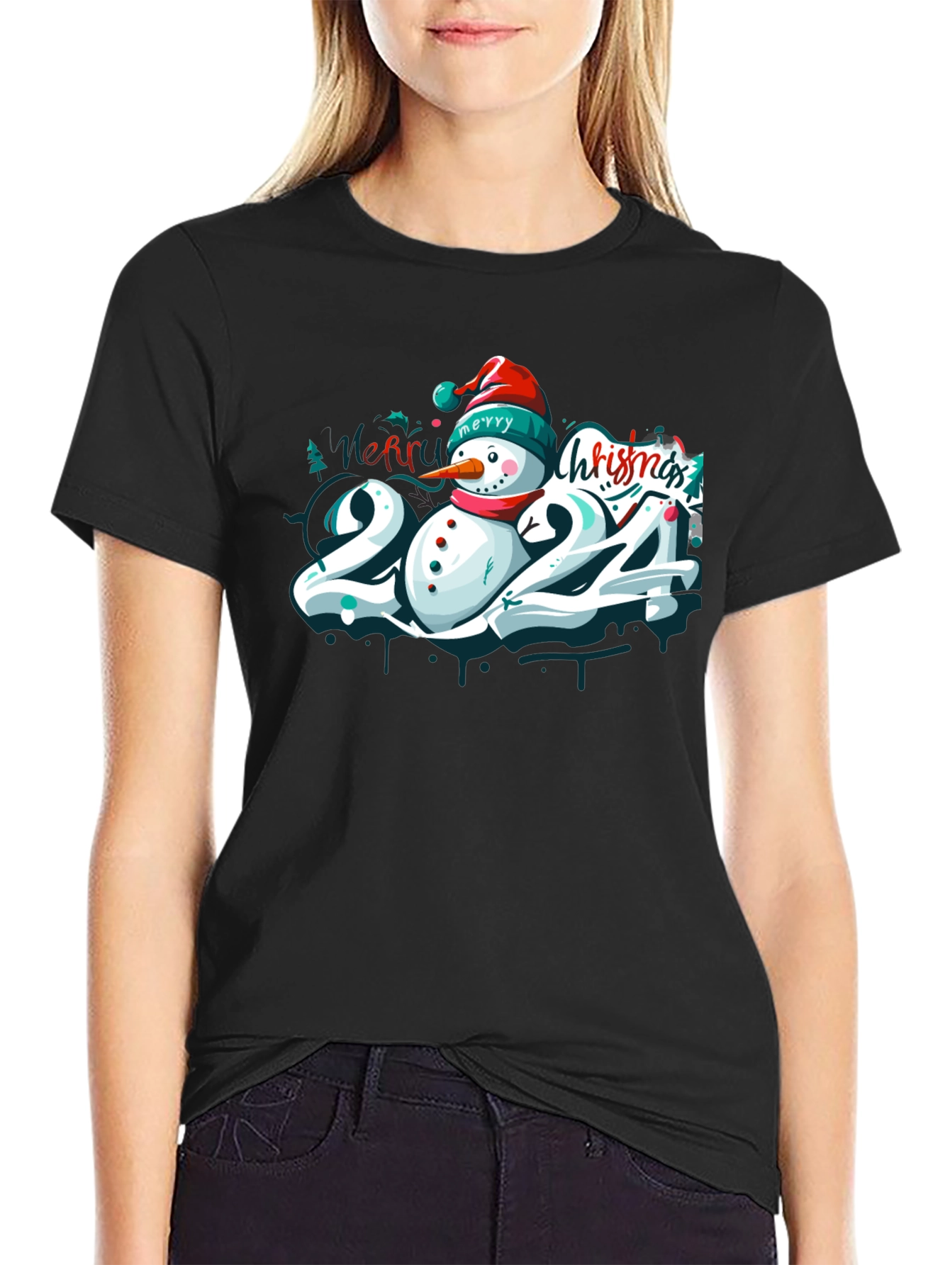 Festive 2024 Snowman Christmas T-Shirt