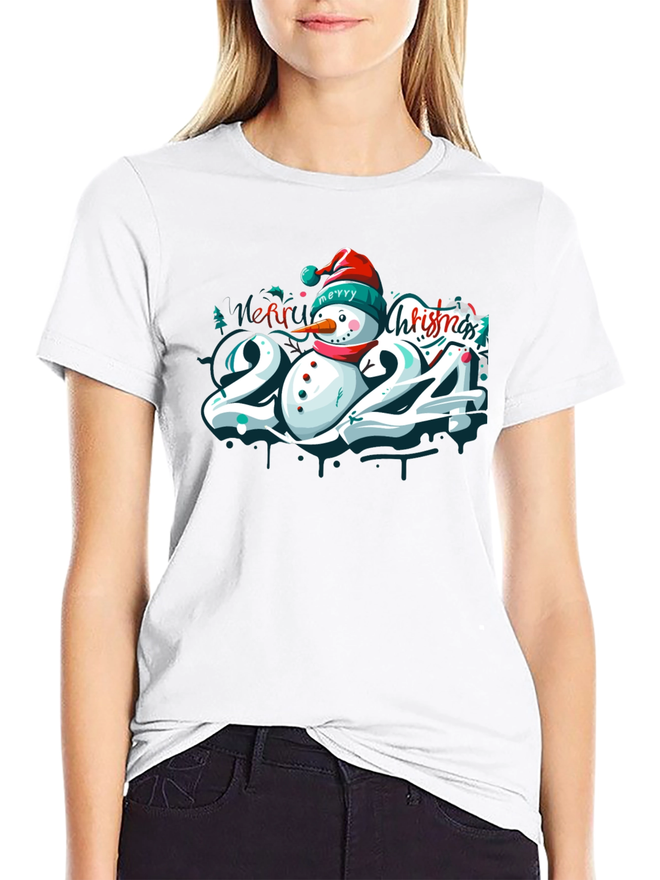 Festive 2024 Snowman Christmas T-Shirt