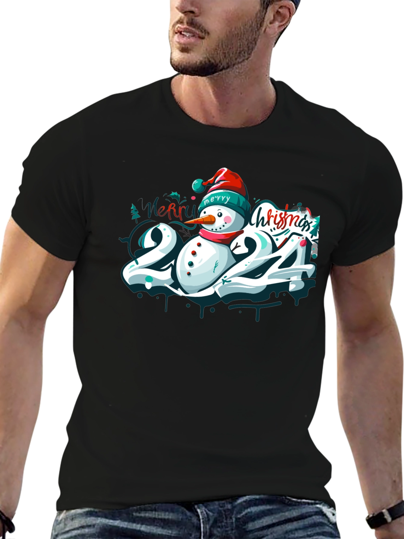 Festive 2024 Snowman Christmas T-Shirt