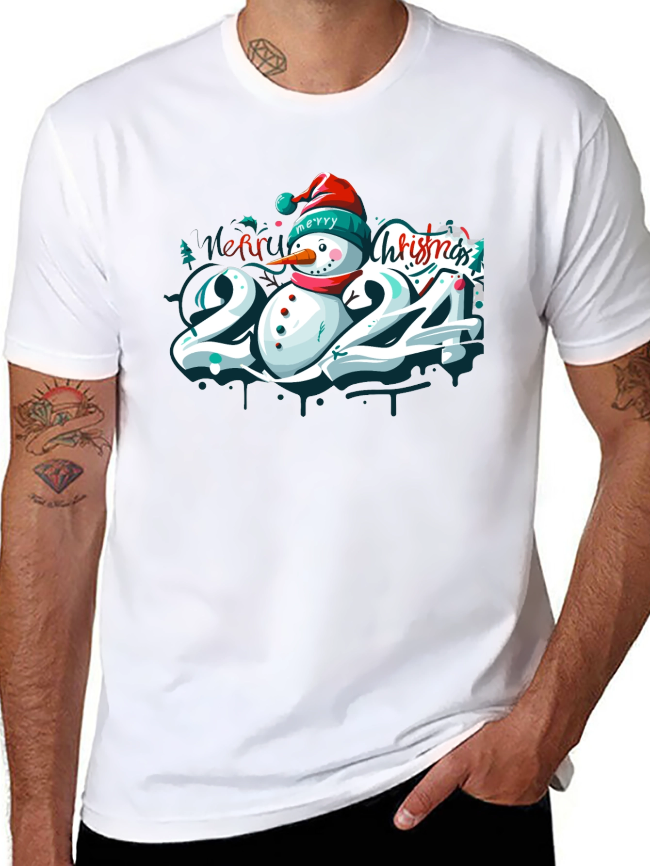 Festive 2024 Snowman Christmas T-Shirt