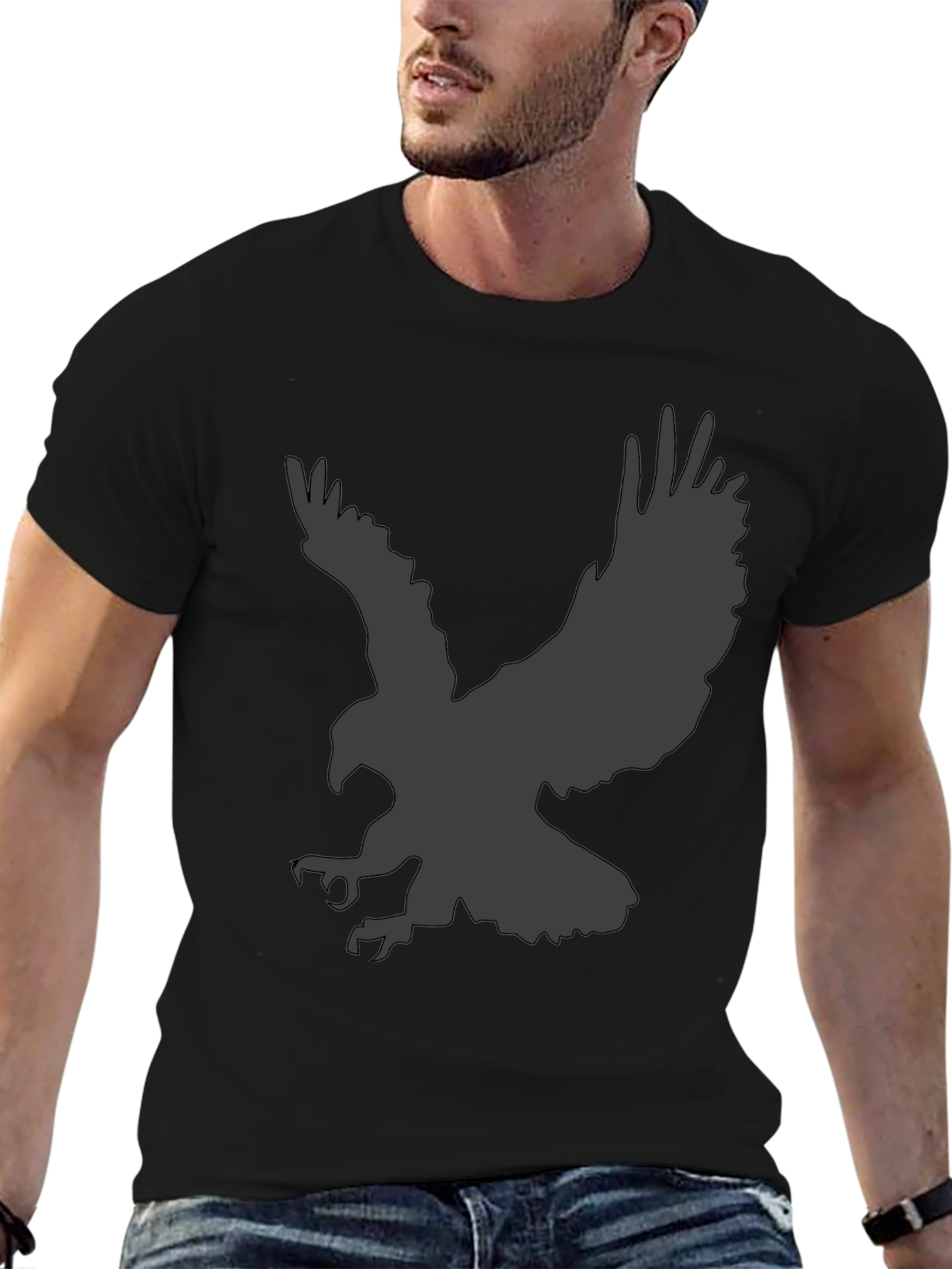 Mens Black Eagle Graphic T-Shirt