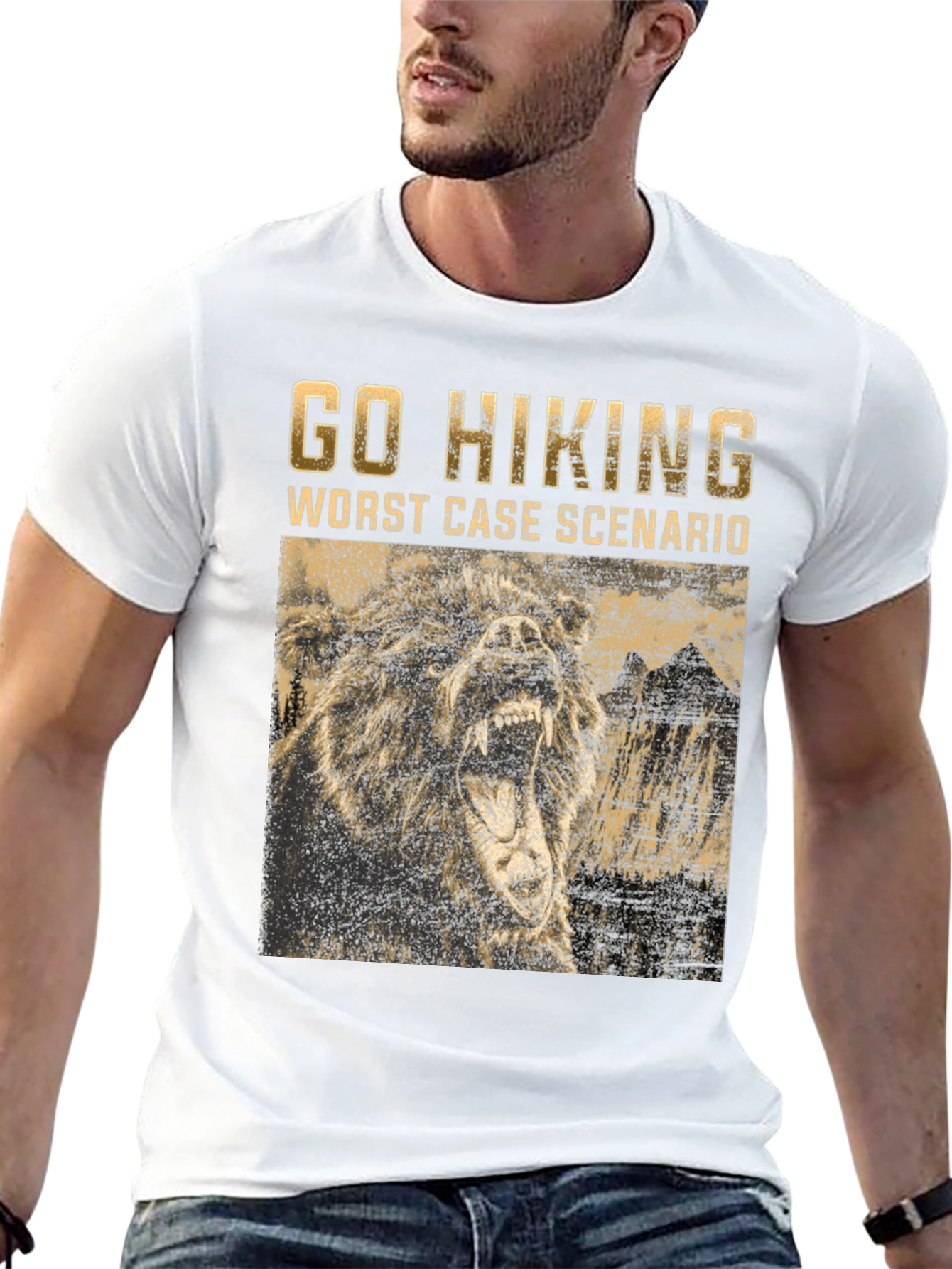 Go Hiking Worst Case Scenario Bear Graphic T-Shirt